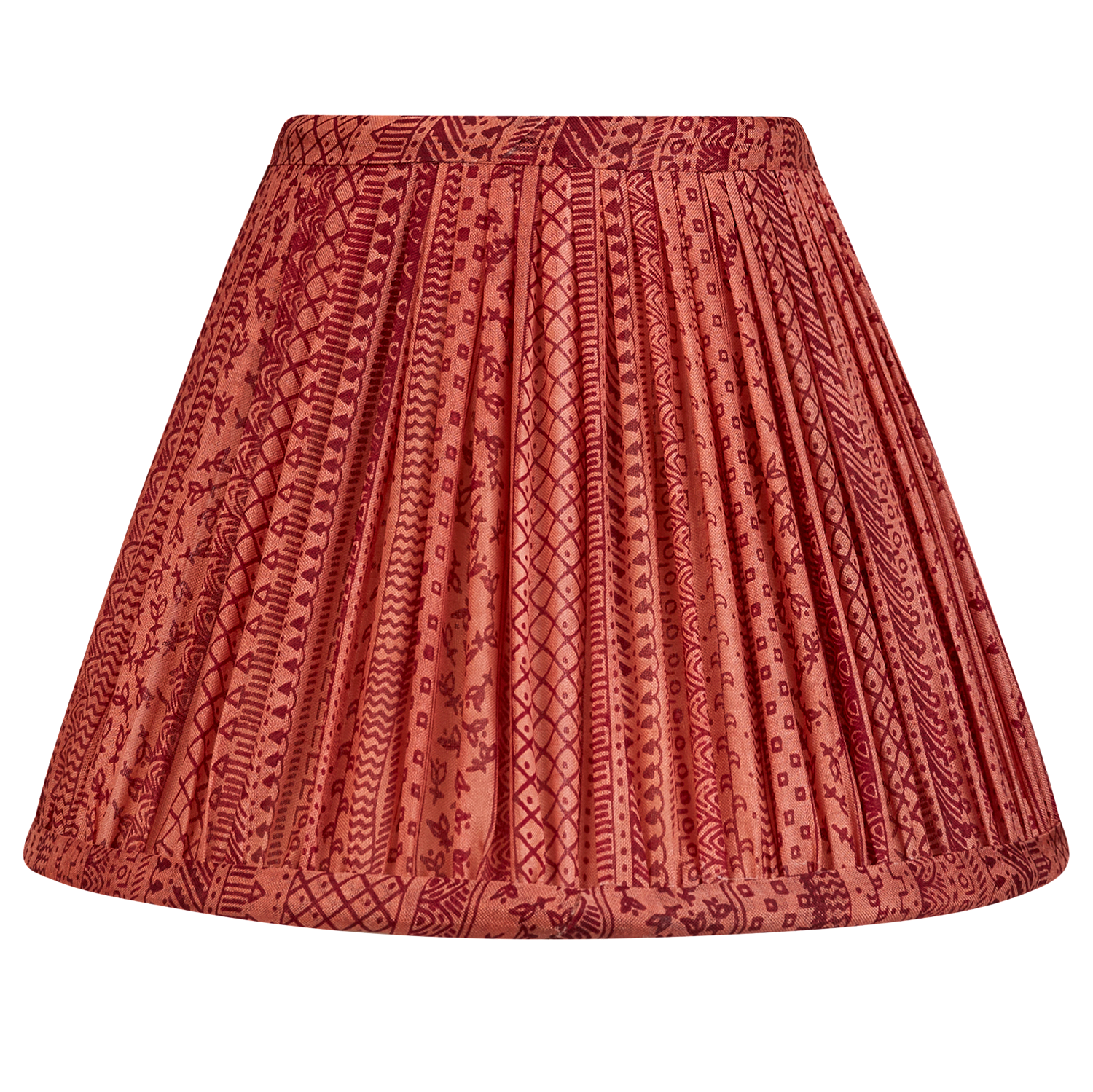 8 inch - 20 cm Pink and bordeaux stripe French drum silk sari lampshade