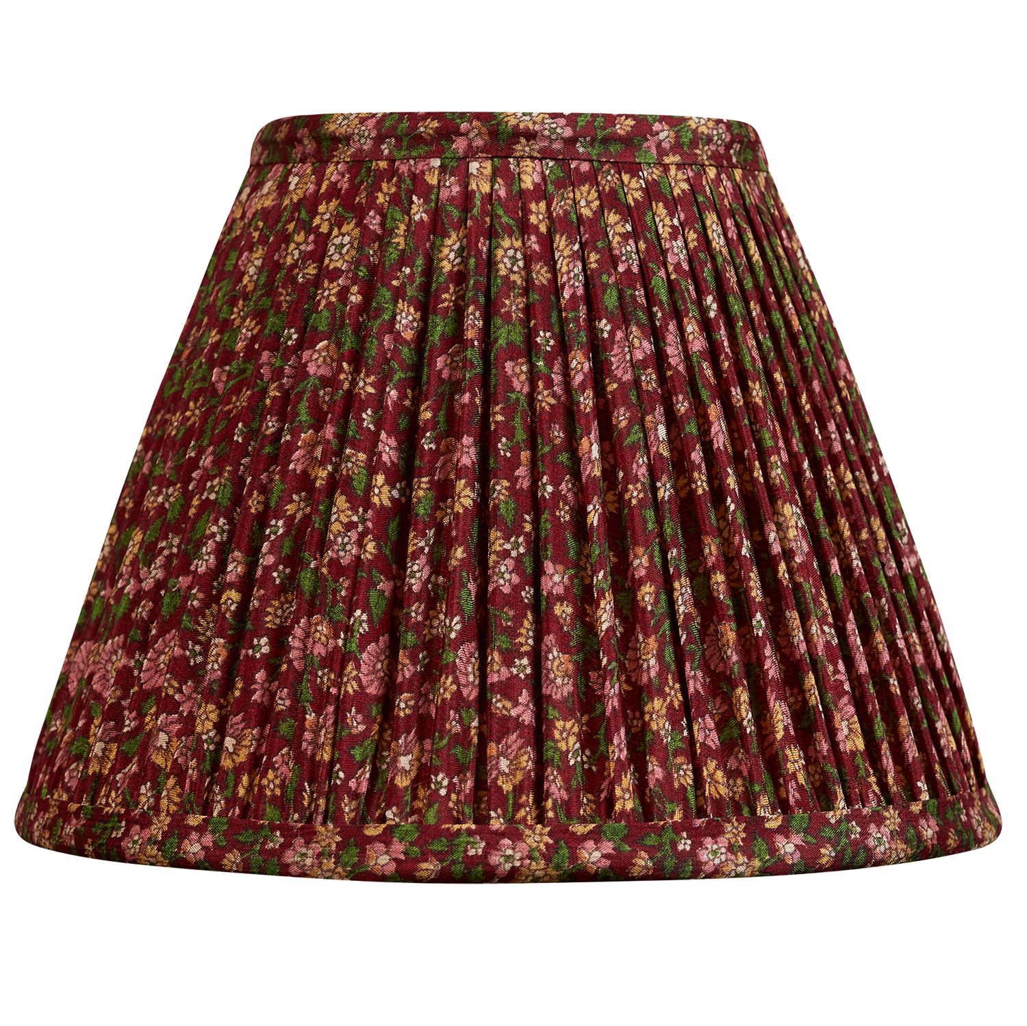 8 inch Burgundy and pink floral design French drum silk sari lampshade