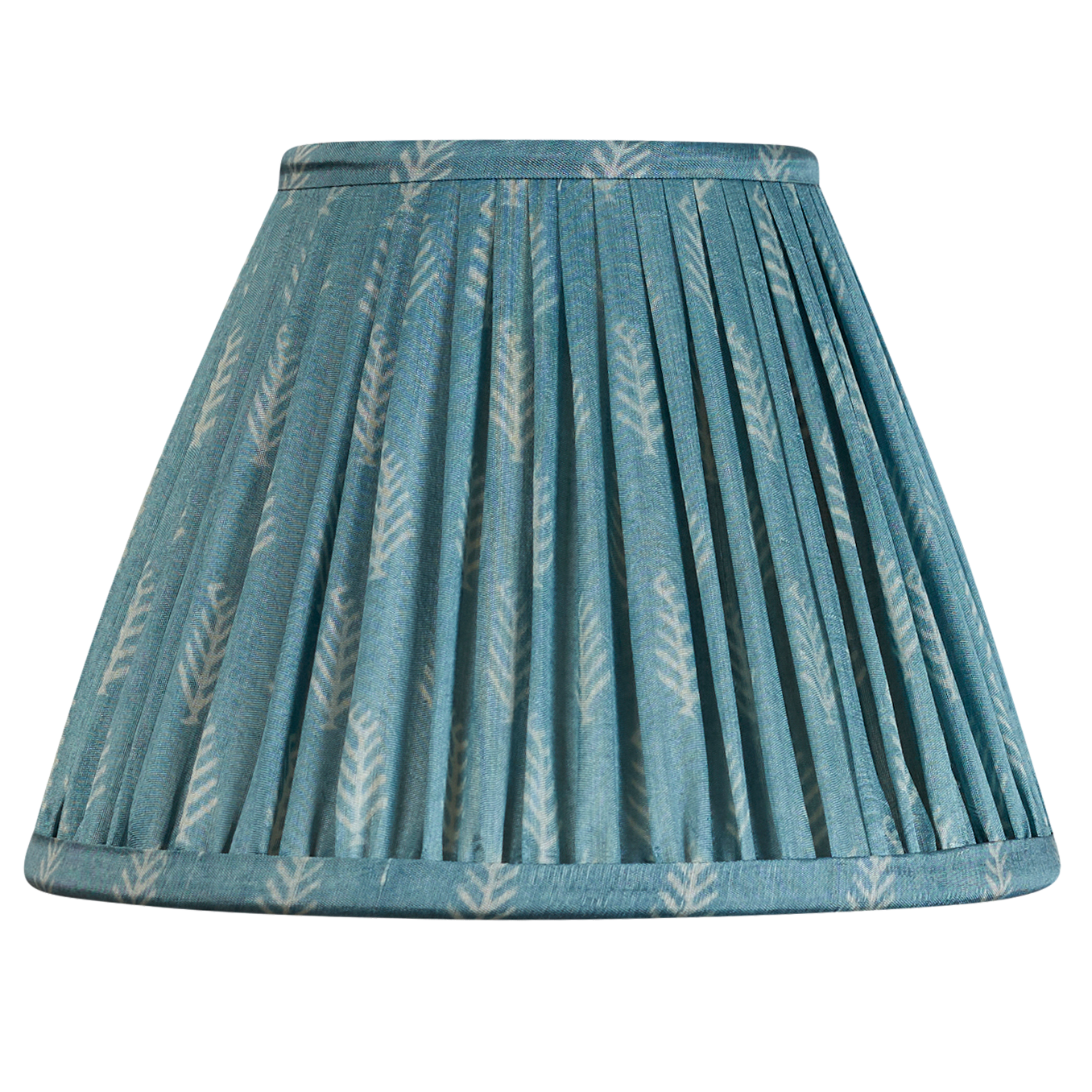 8 inch Aqua/teal feather design French drum silk sari lampshade