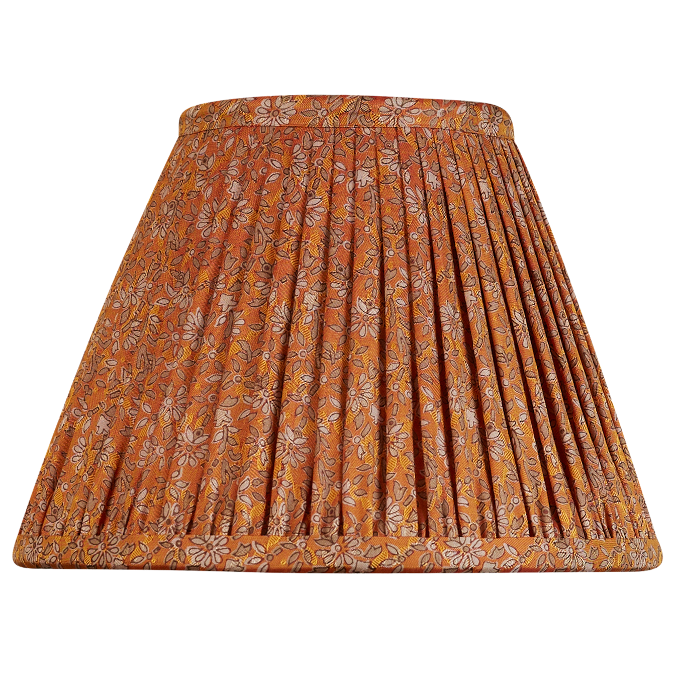 8 inch Burnt sienna floral design French drum silk sari lampshade