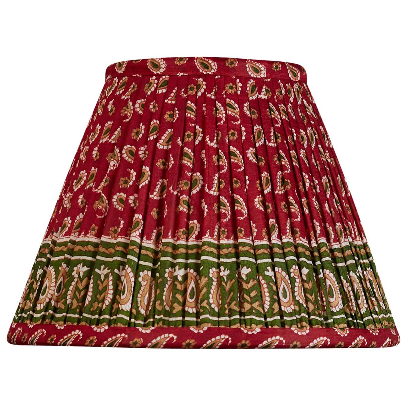 8 inch Magenta paisley design French drum silk sari lampshade with green border