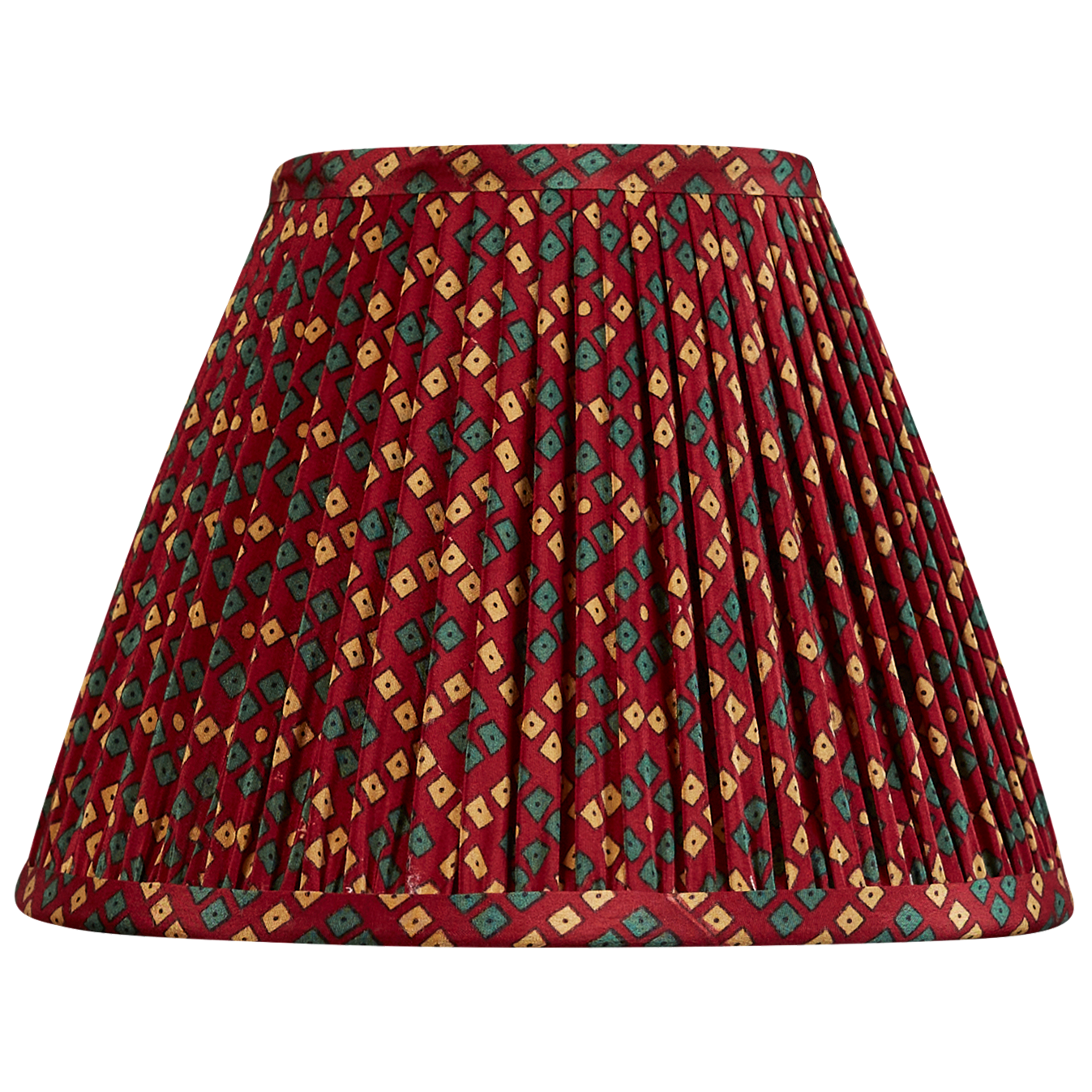 8 inch French drum burgundy geometric design silk sari lampshade