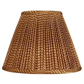 8 inch French drum Caramel and tan chevron silk sari style lampshade