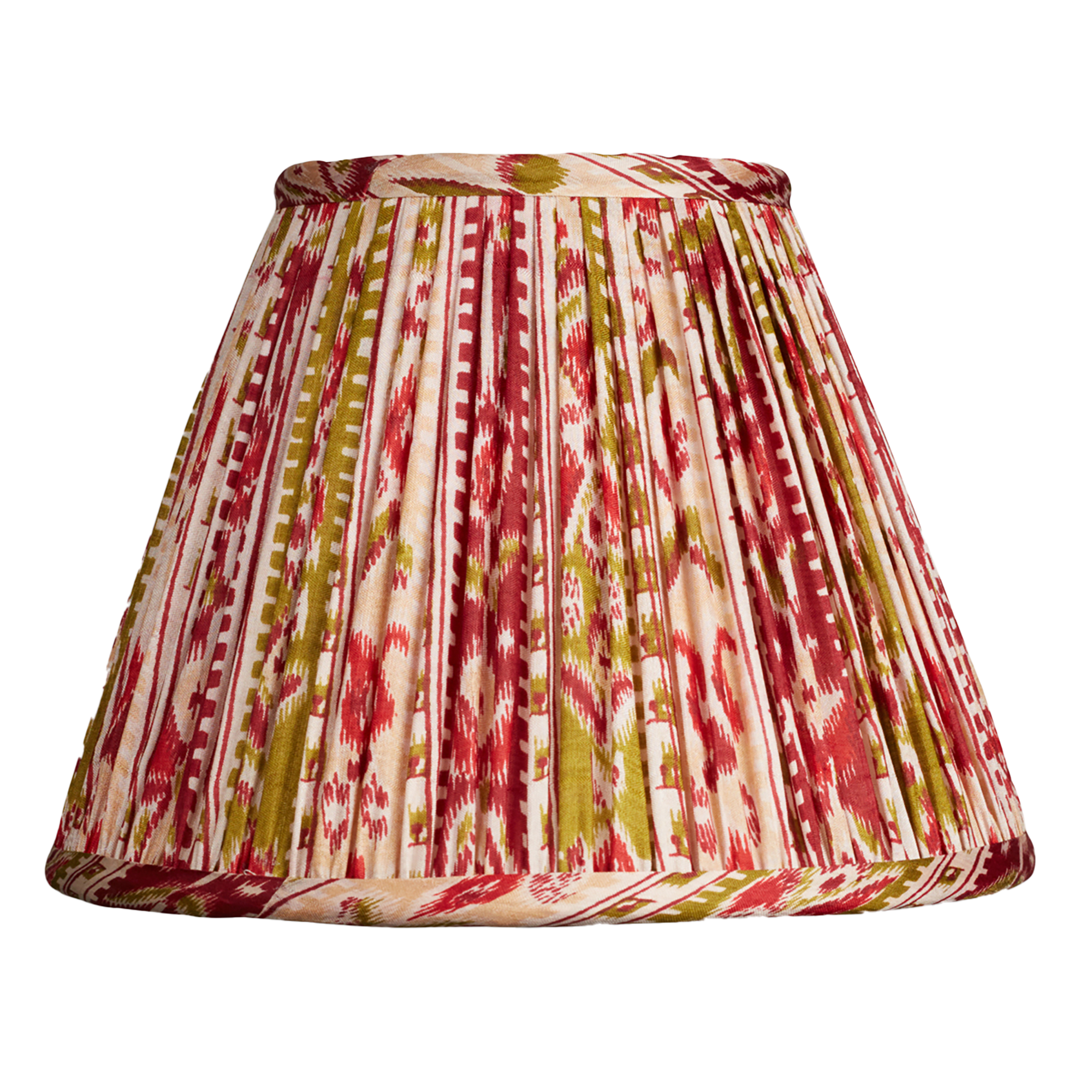 8 inch - 20 cm Red and green striped floral design French drum silk sari lampshade