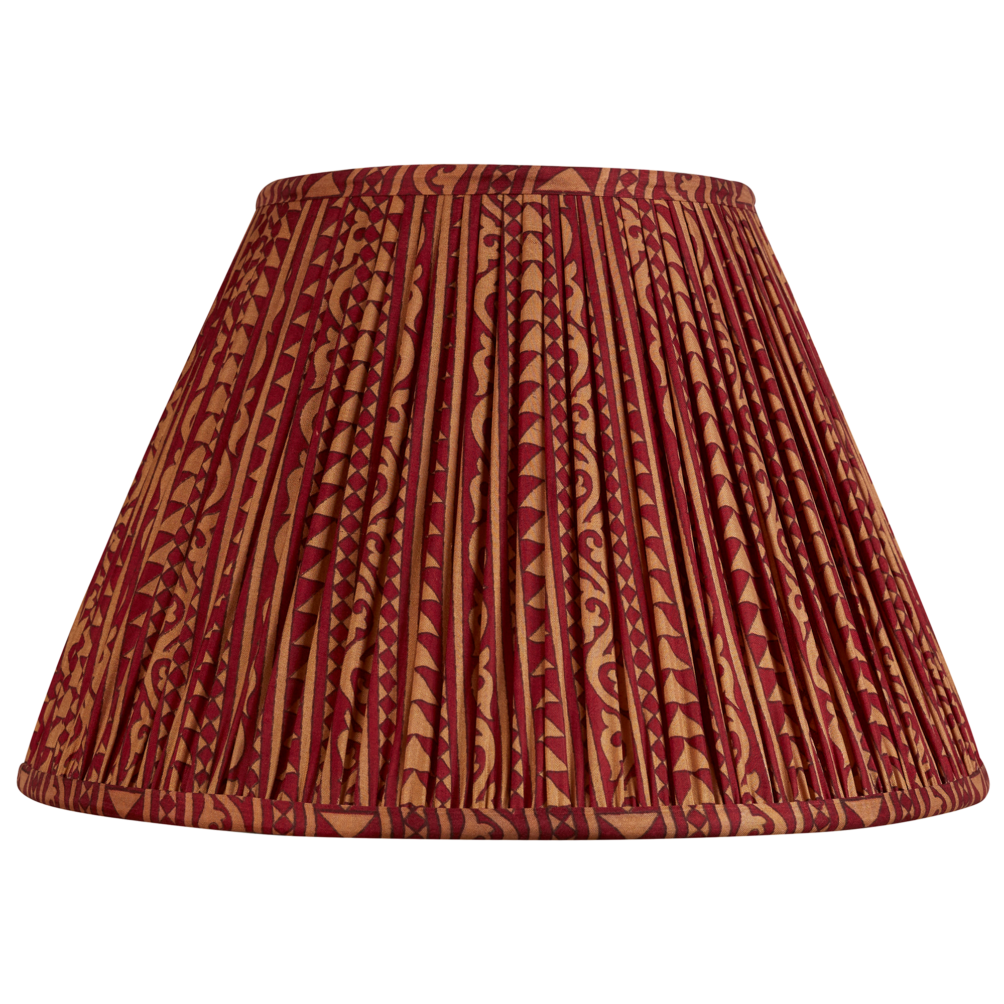 12 inch (30 cms) Caramel with red motif design silk sari lampshade