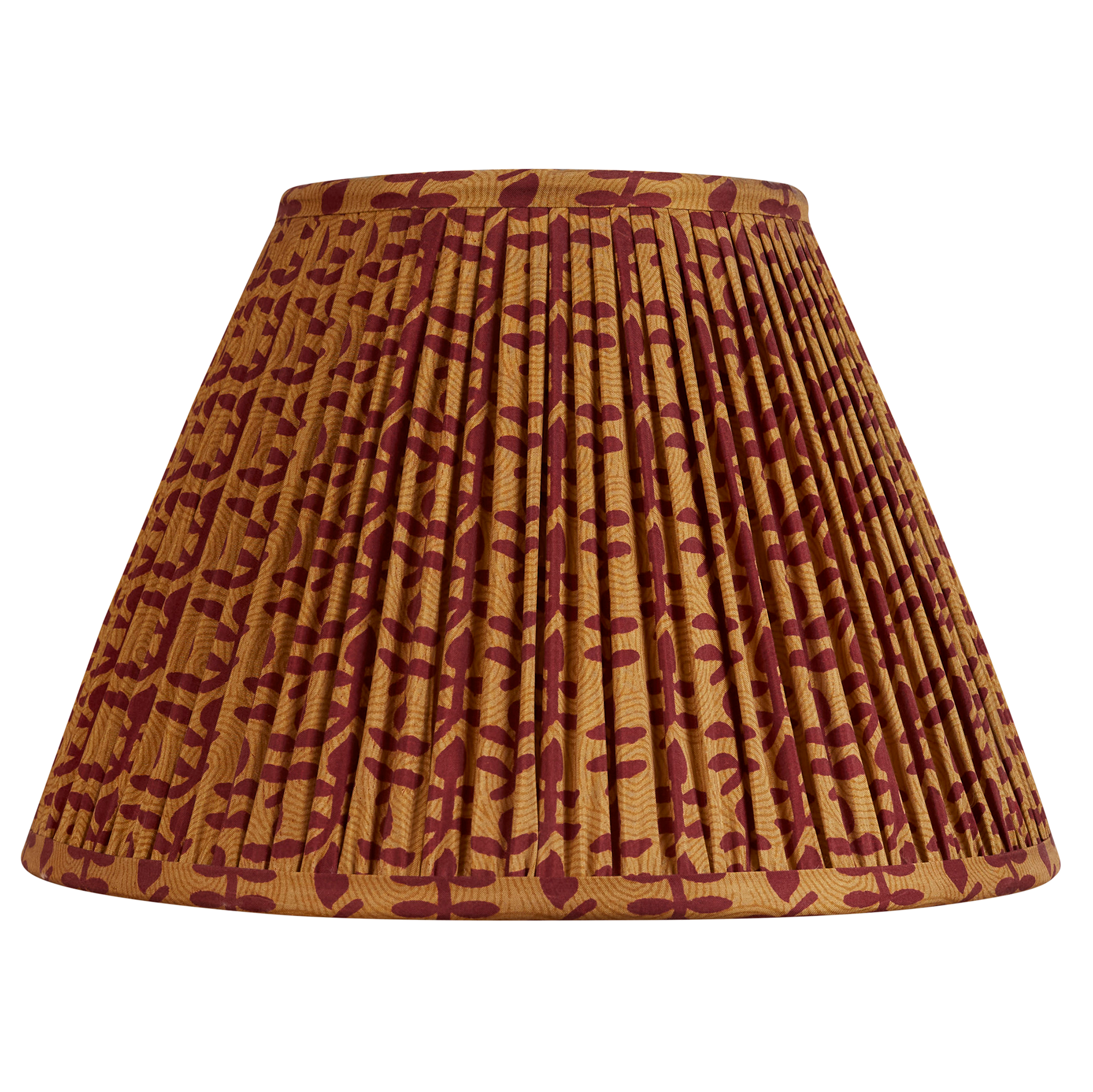 10 inch (26cms) Caramel and red geometric design French drum silk sari lampshade