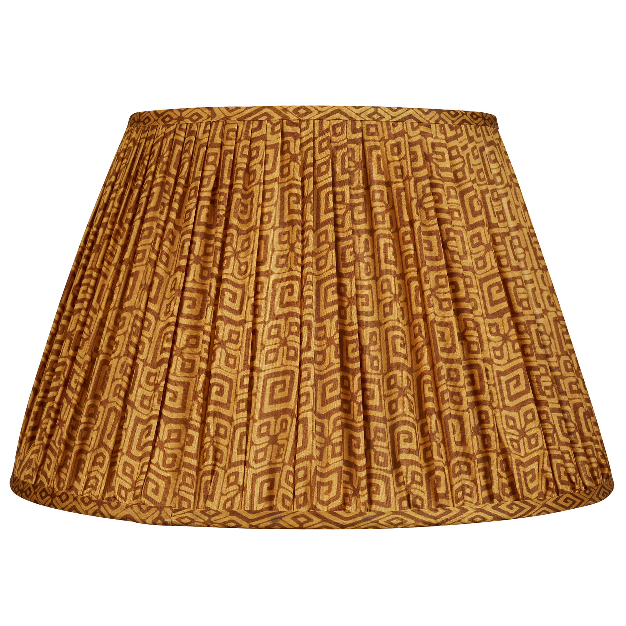 14 inch (36cm) Toffee and brown geometric design silk sari lampshade