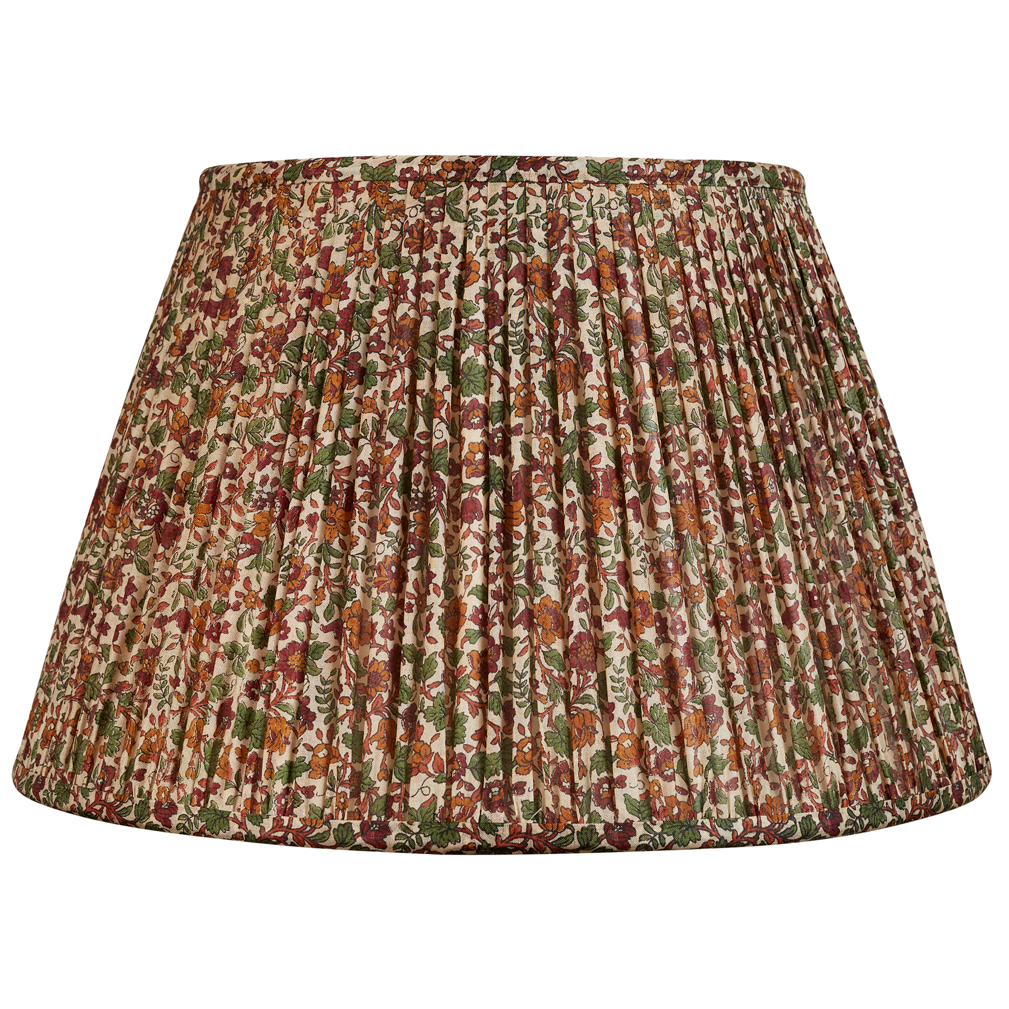 14 inch (36cm) Marigold and green floral design silk sari lampshade