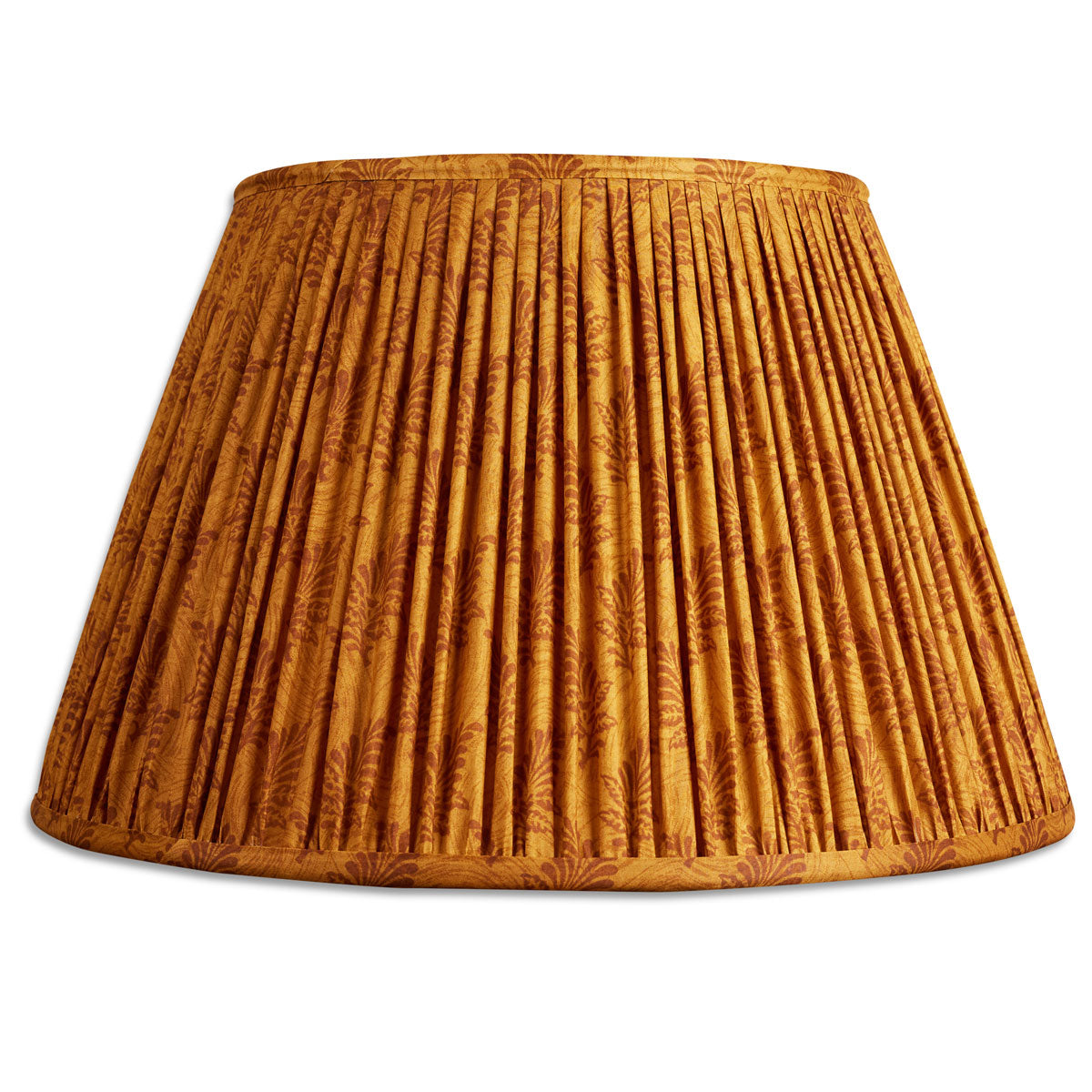 14 inch (36cm) Toffee and sienna leaf pattern silk sari lampshade