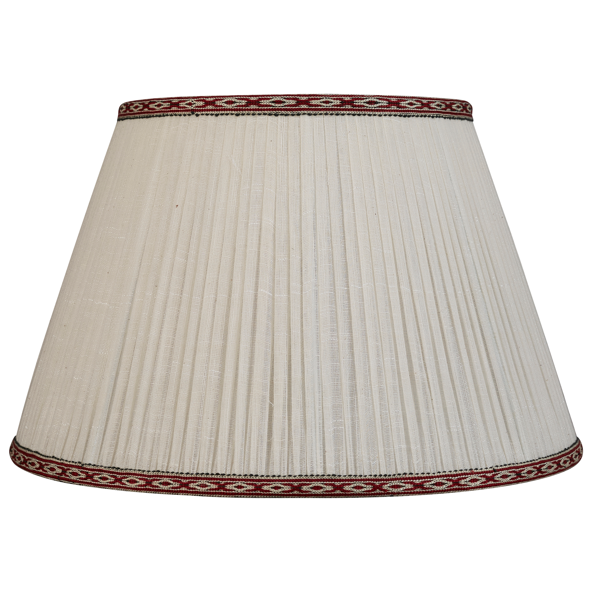 14 inch (36cm) Cream cotton lampshade with red hand embroidered trim