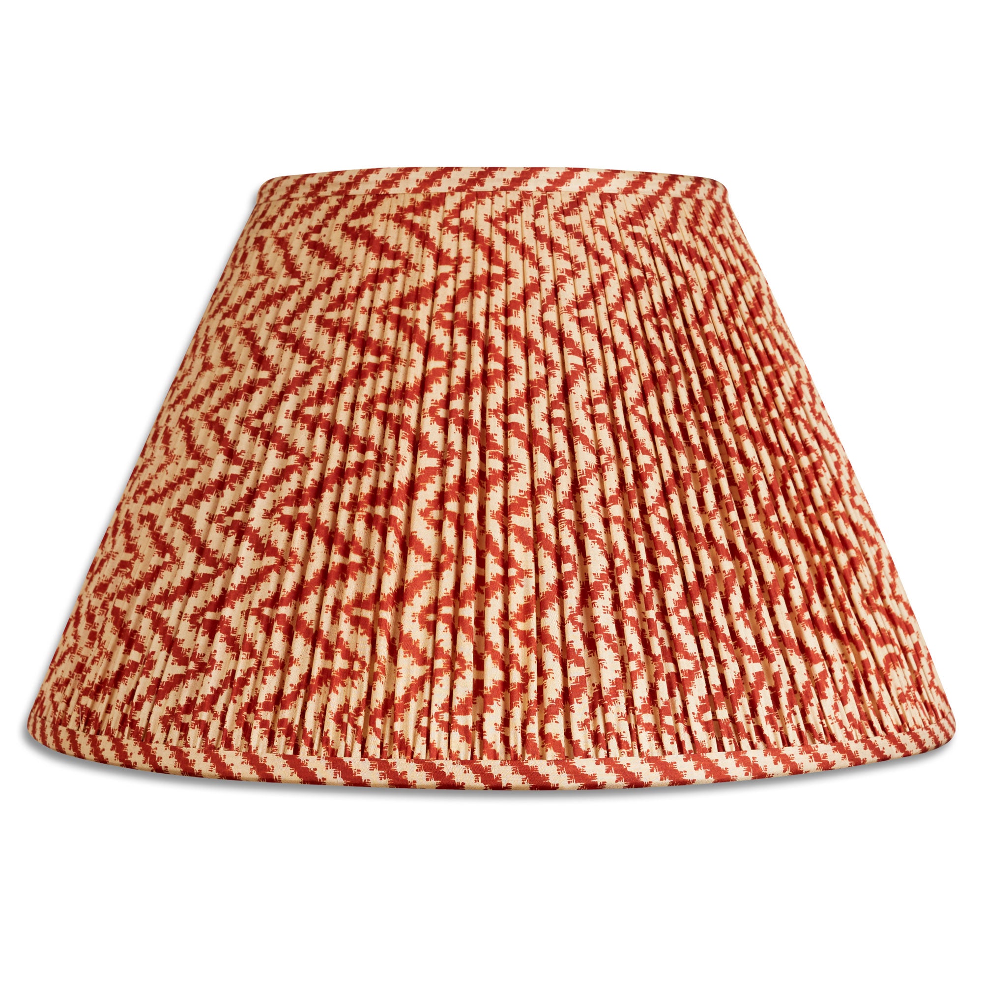 14 inch (36cm) Toffee and cream chevron design French drum silk sari lampshade