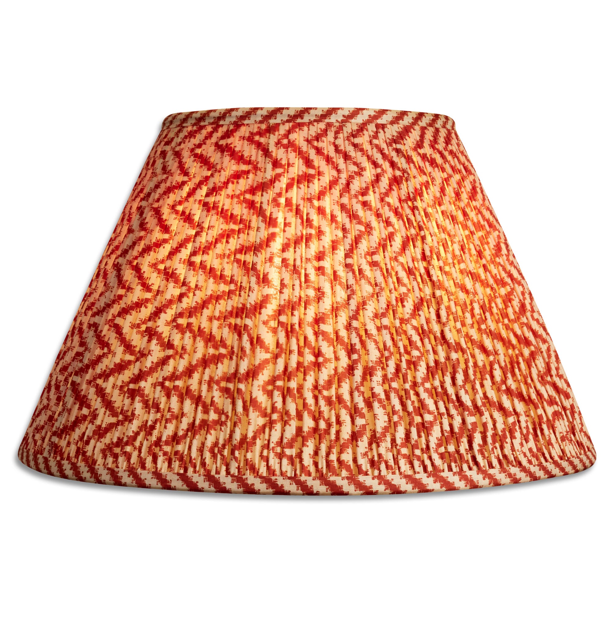 14 inch (36cm) Toffee and cream chevron design French drum silk sari lampshade