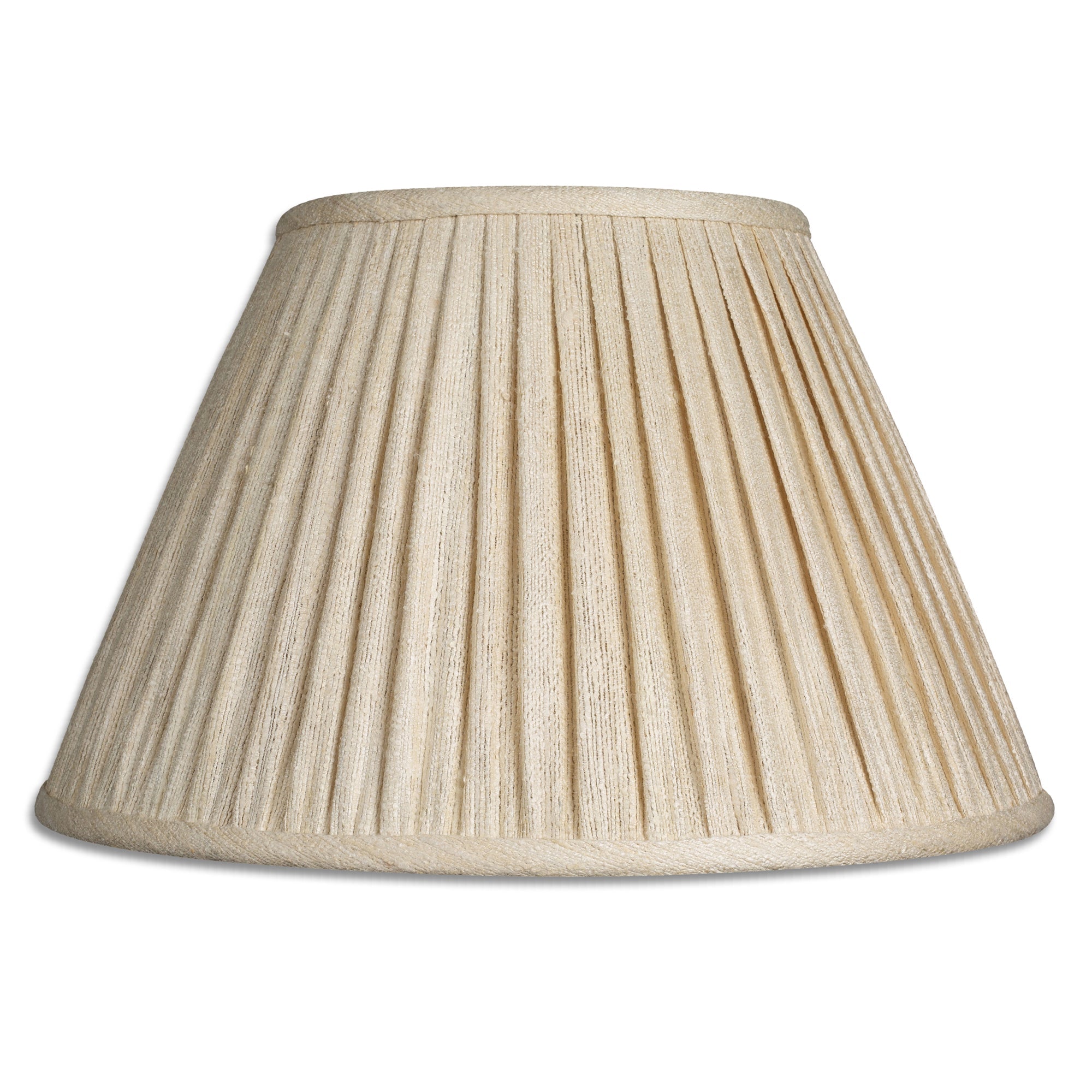 14 inch Finial Gathered ivory Mulberry Tussar silk French drum lampshade