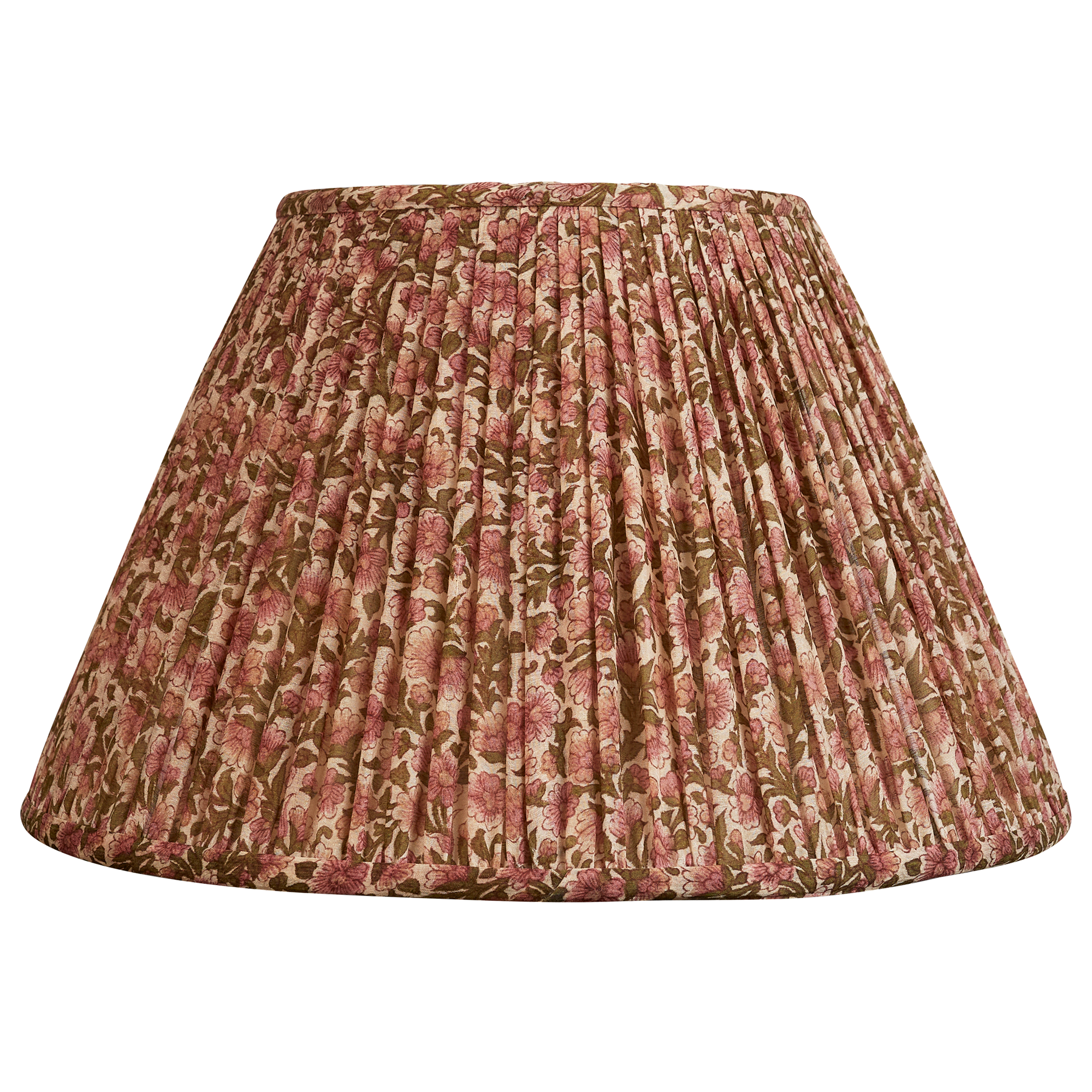 14 inch (36cm)  Floral pink and green French drum silk sari lampshade