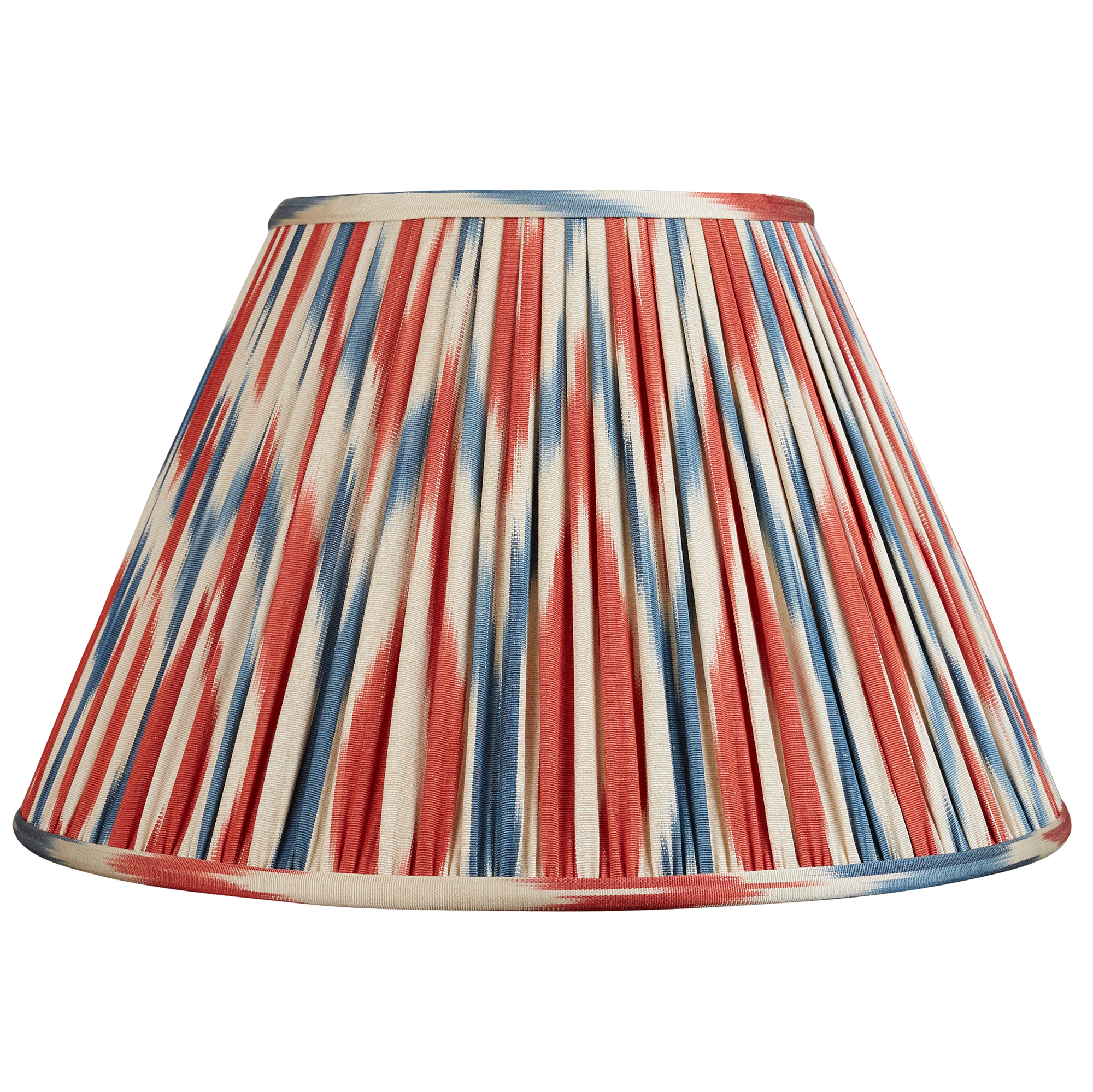 14 inch (36cm) Classic blue and red French drum silk and cotton ikat lampshade