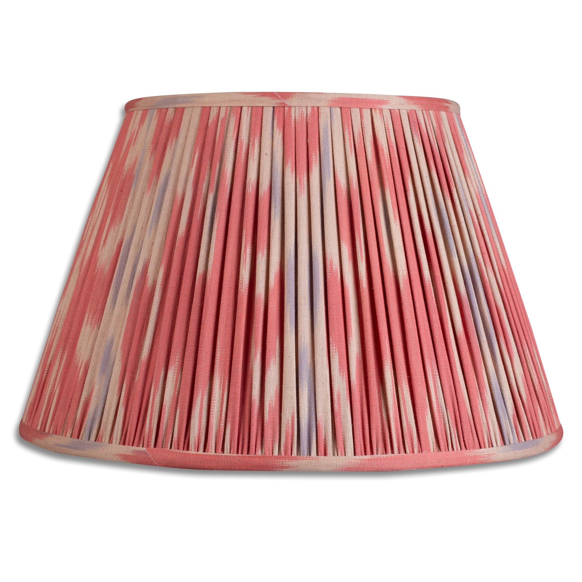 14 inch - 37cm Pink and lavender cotton Ikat finial fitting lampshade