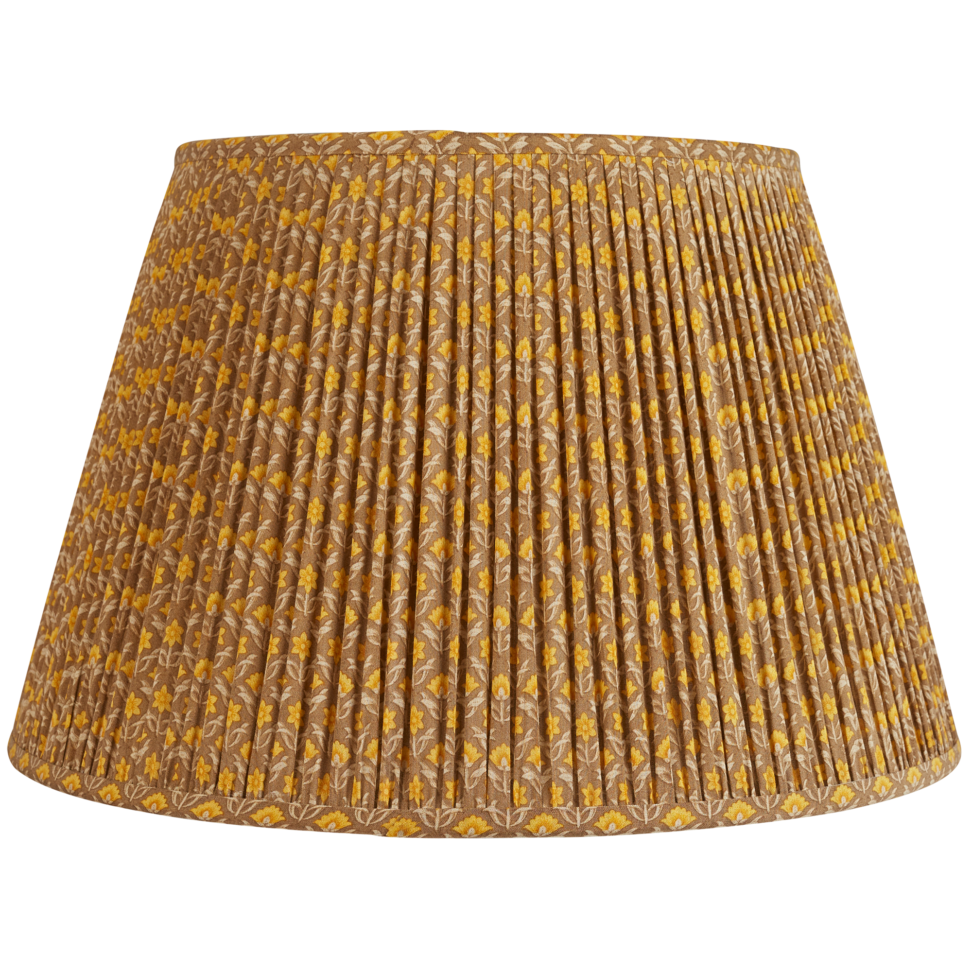 16 inch (41cm) Brown and marigold floral design silk sari lampshade