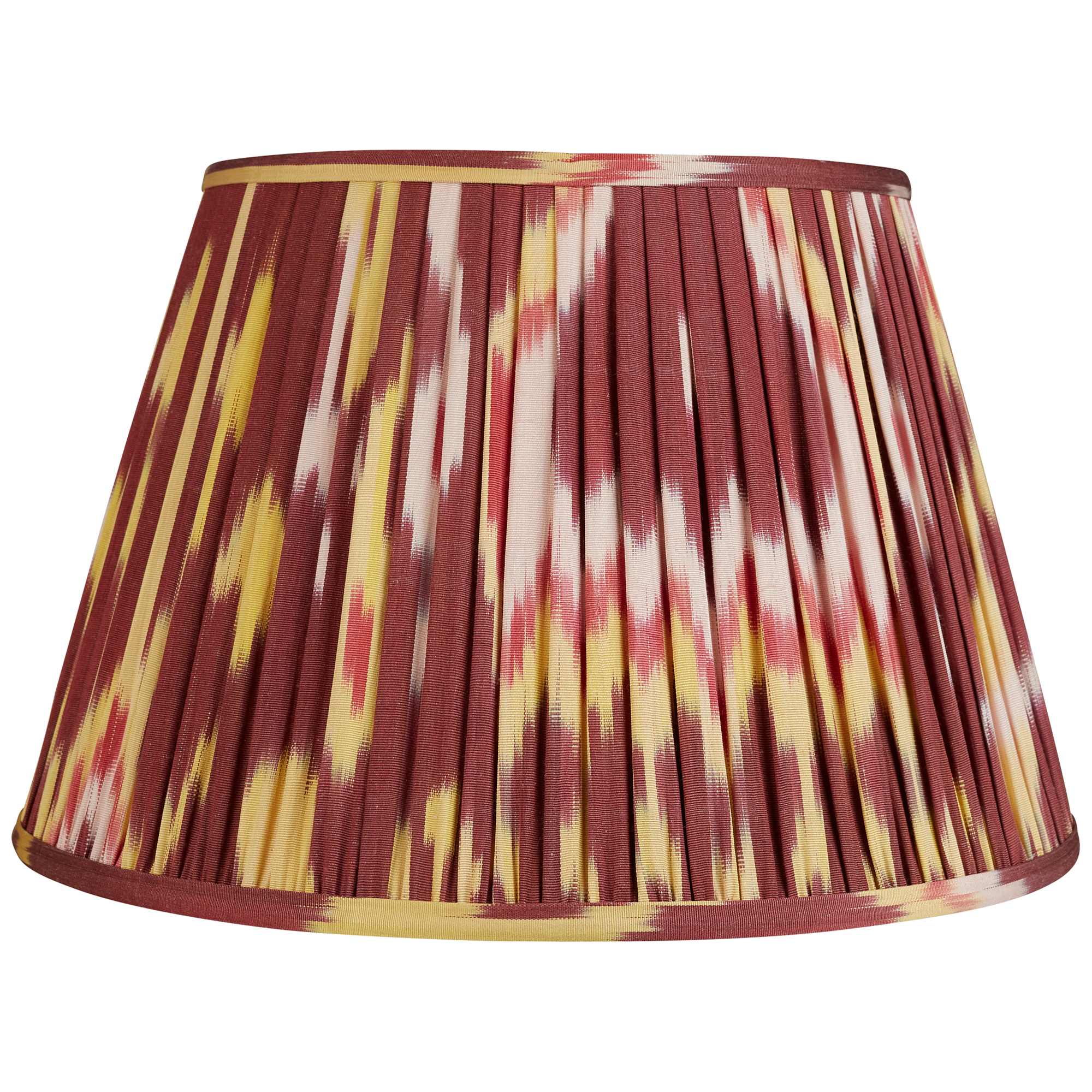 16 Inch (41cm) Aubergine red and yellow silk and cotton ikat lampshade