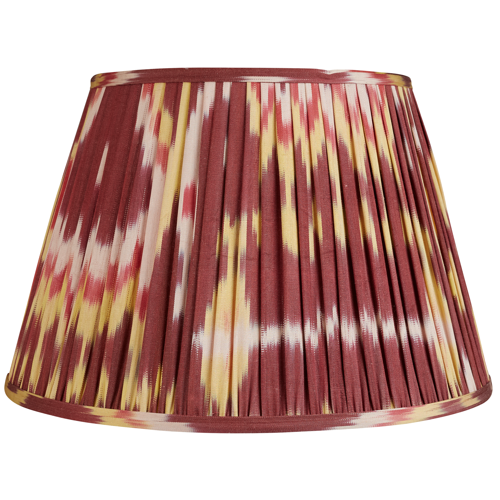 16 Inch (41cm) Aubergine red and yellow silk and cotton ikat lampshade