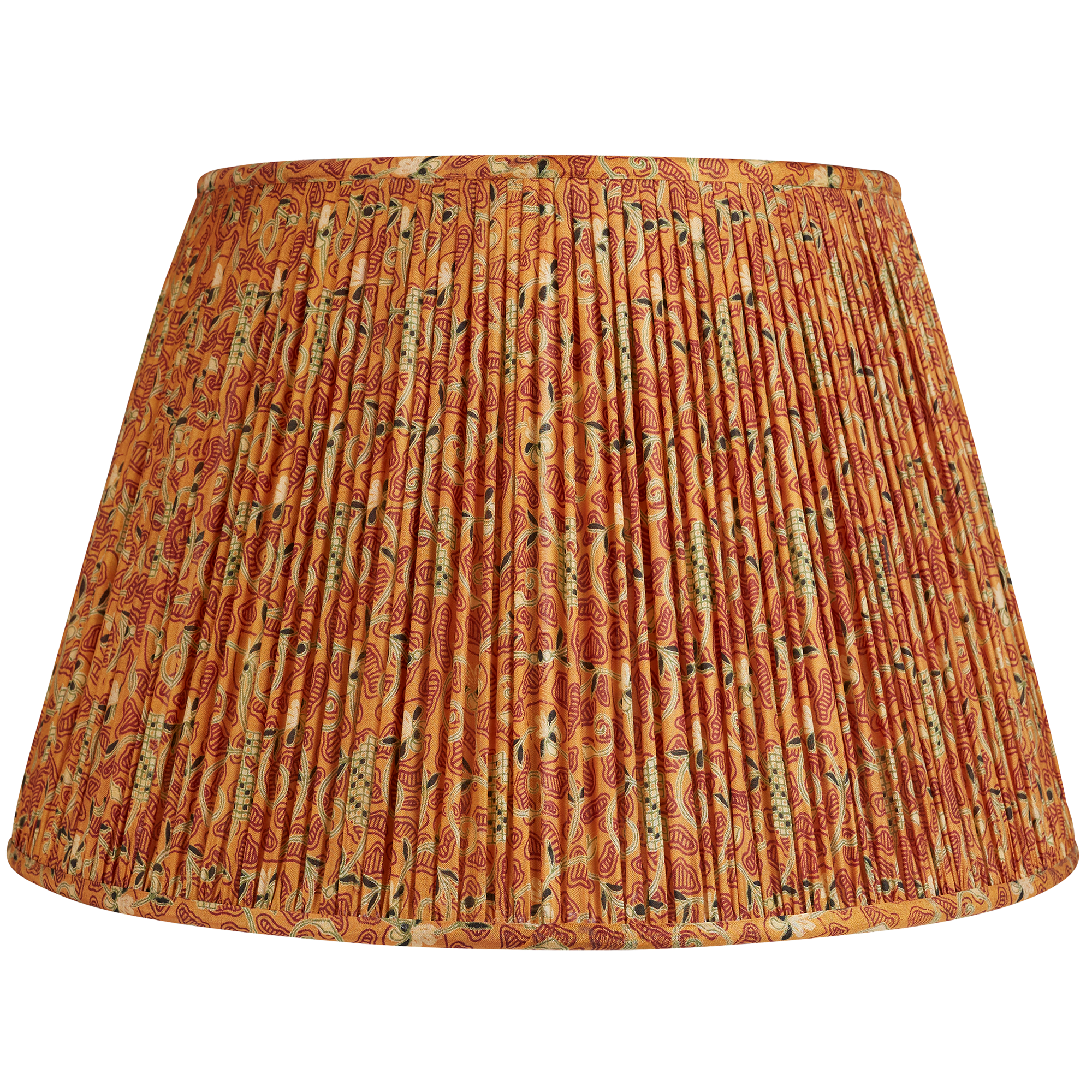 16 Inch (41cm) Floral design silk sari lampshade on a burnt orange ground