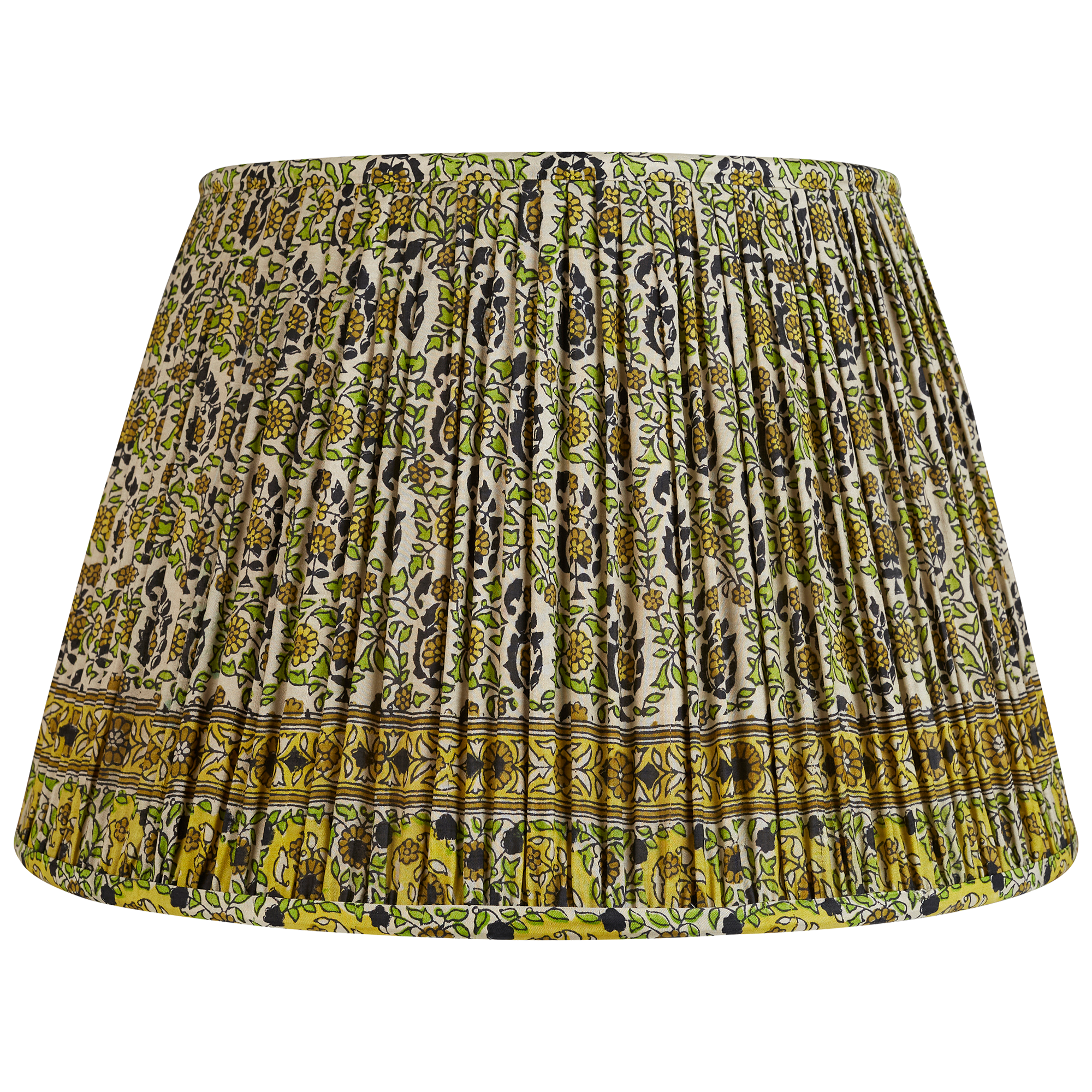 16 Inch (41cm) Yellow and lime floral design silk sari lampshade