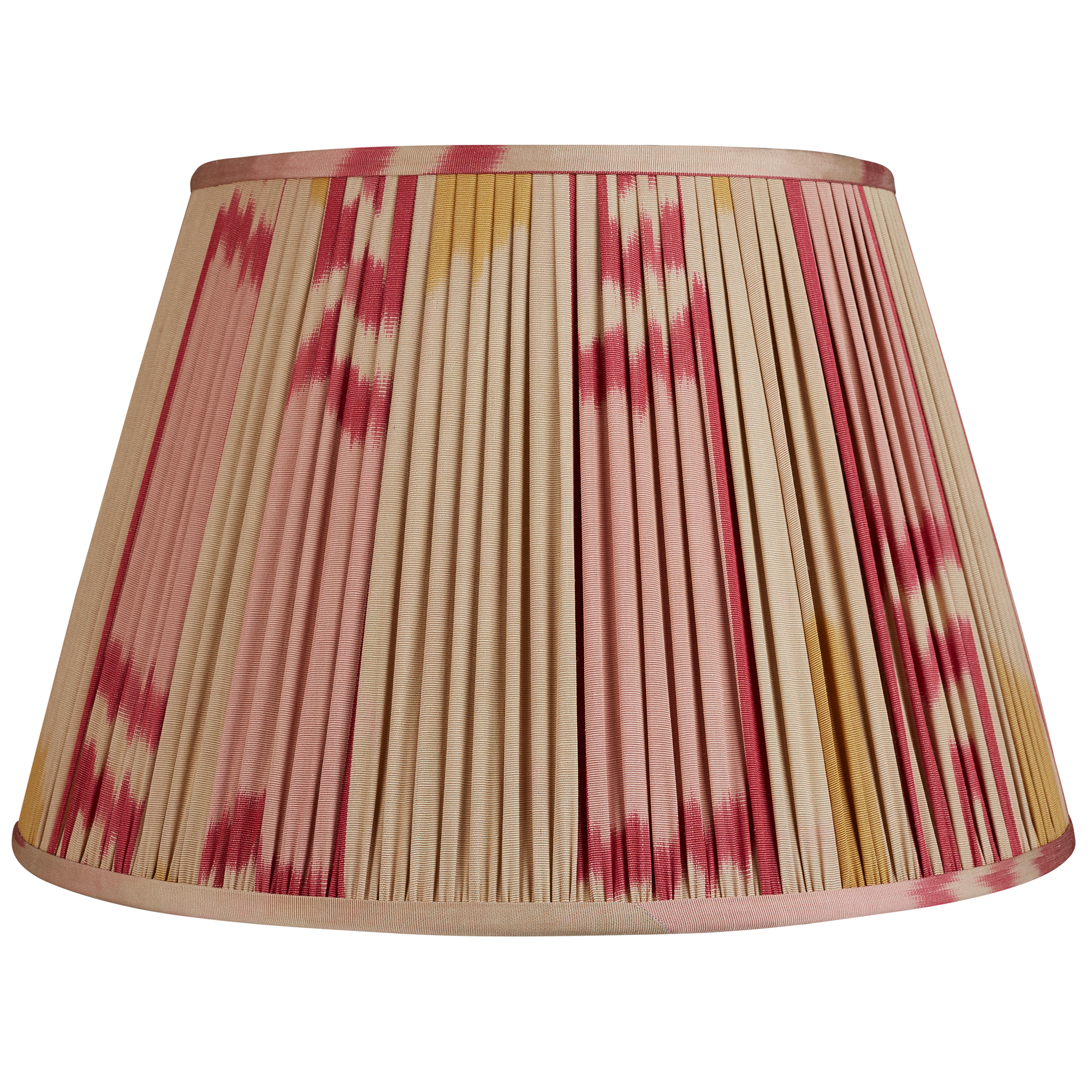 16 Inch (41cm) Red, camel and pink silk and cotton ikat lampshade