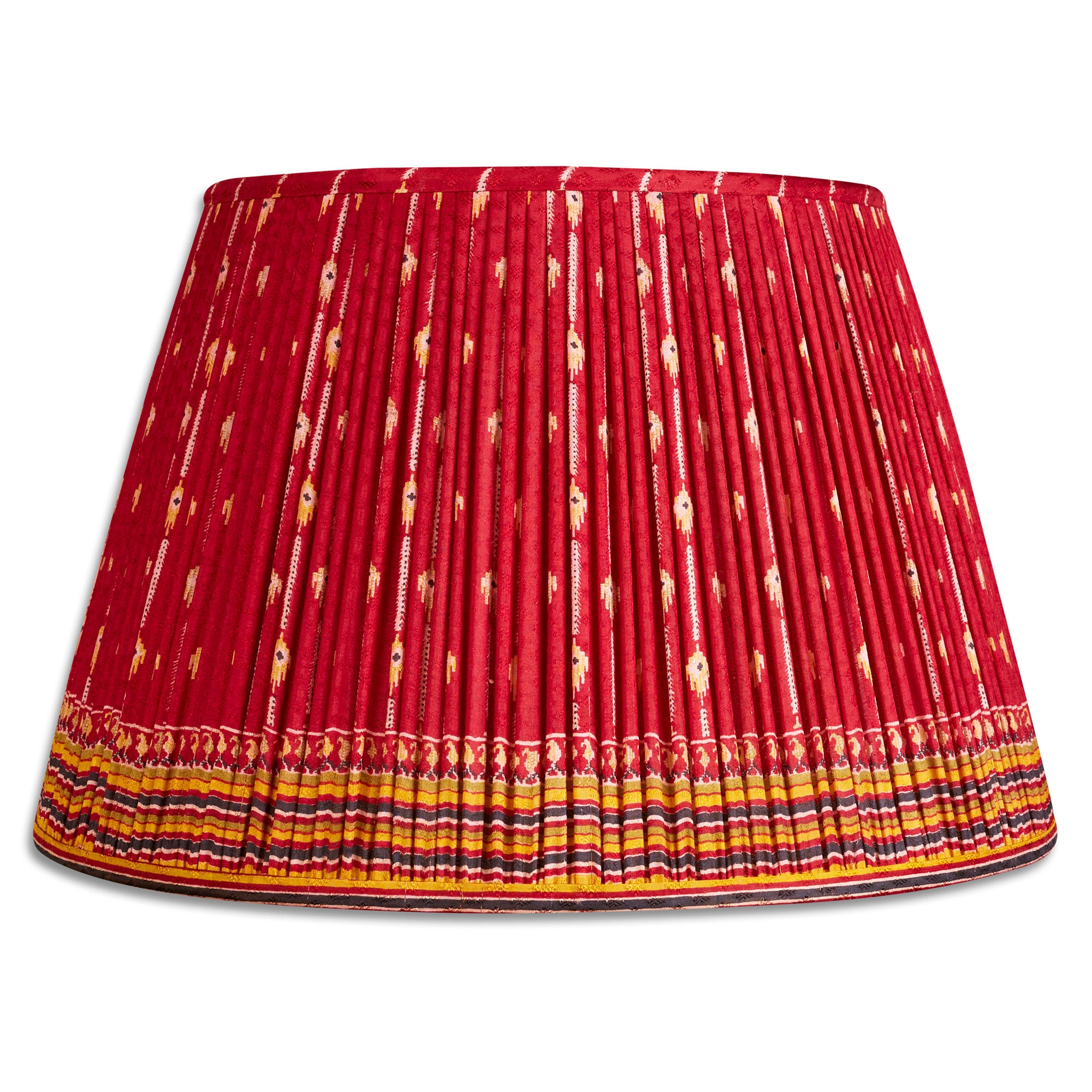 16 Inch (41cm) Red with a stripe border design silk sari lampshade