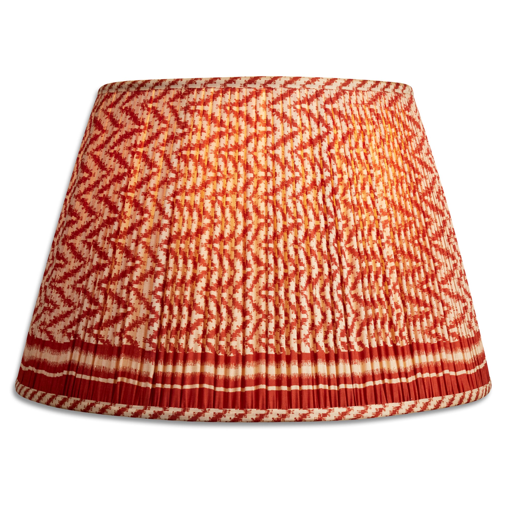 16 Inch (41cm) Toffee and cream chevron design silk sari lampshade