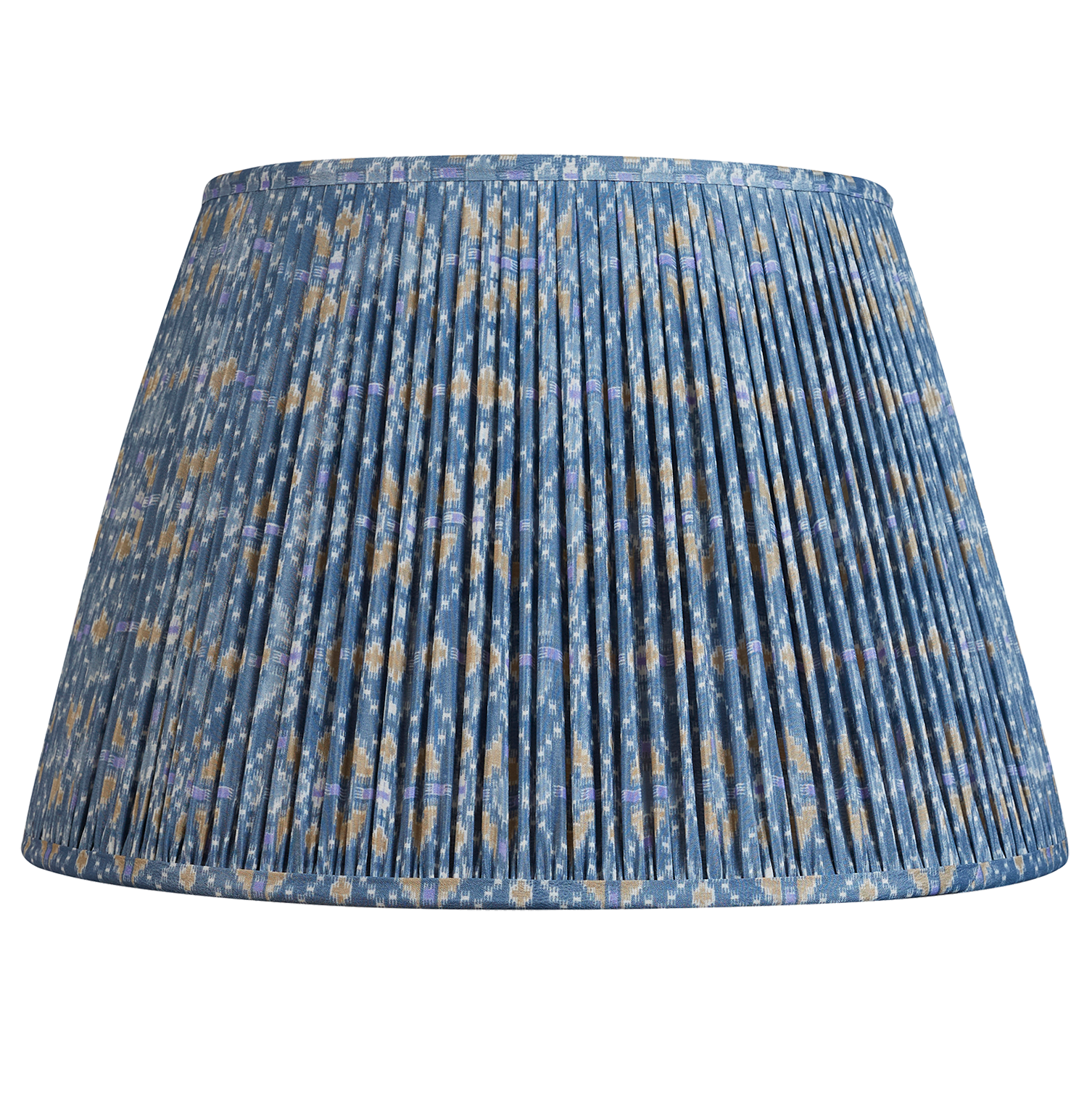 16 Inch (41cm) Azure blue geometric design silk sari lampshade