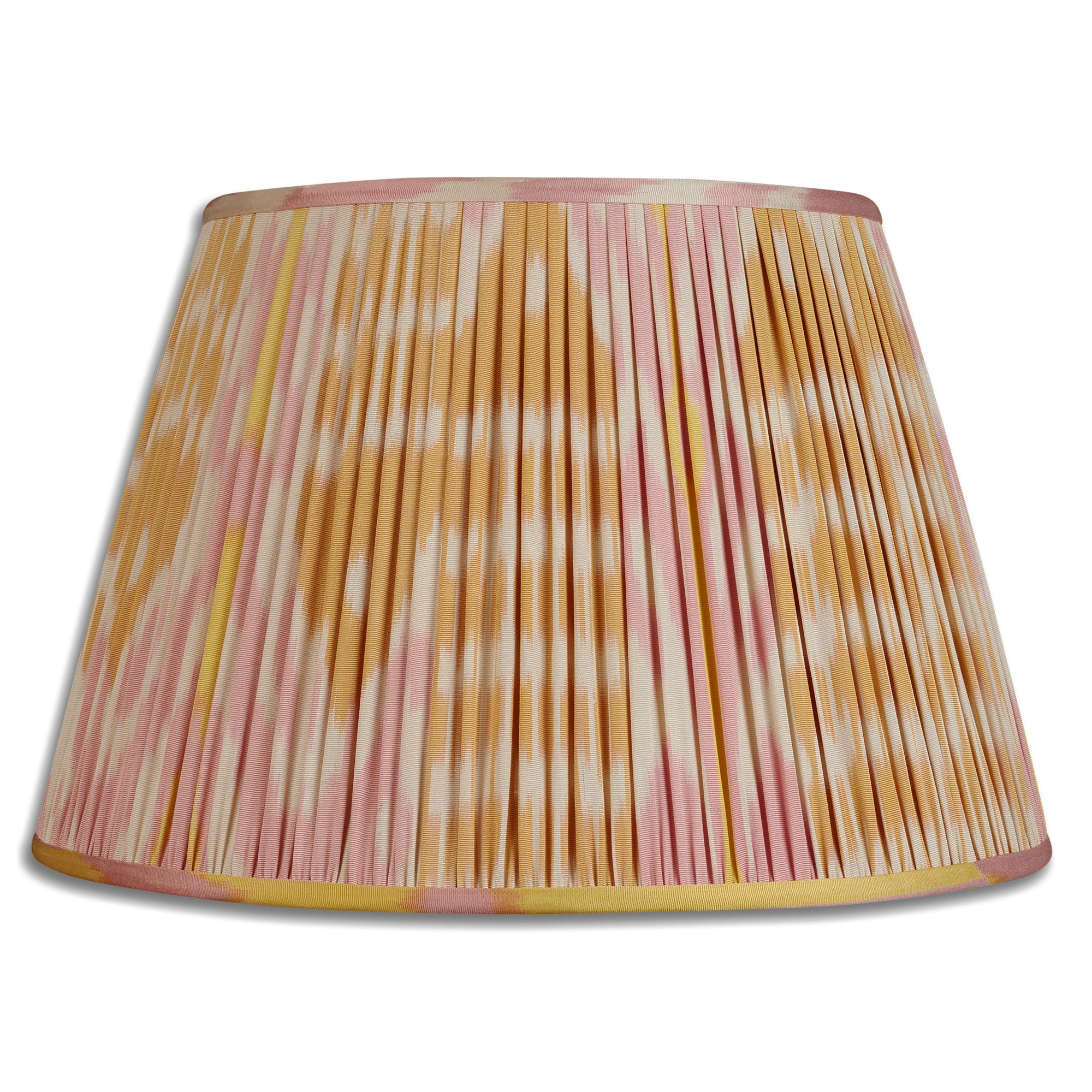 16 Inch - 41cm Finial fitting Soft pink and yellow cotton and silk Ikat finial fitting lampshade