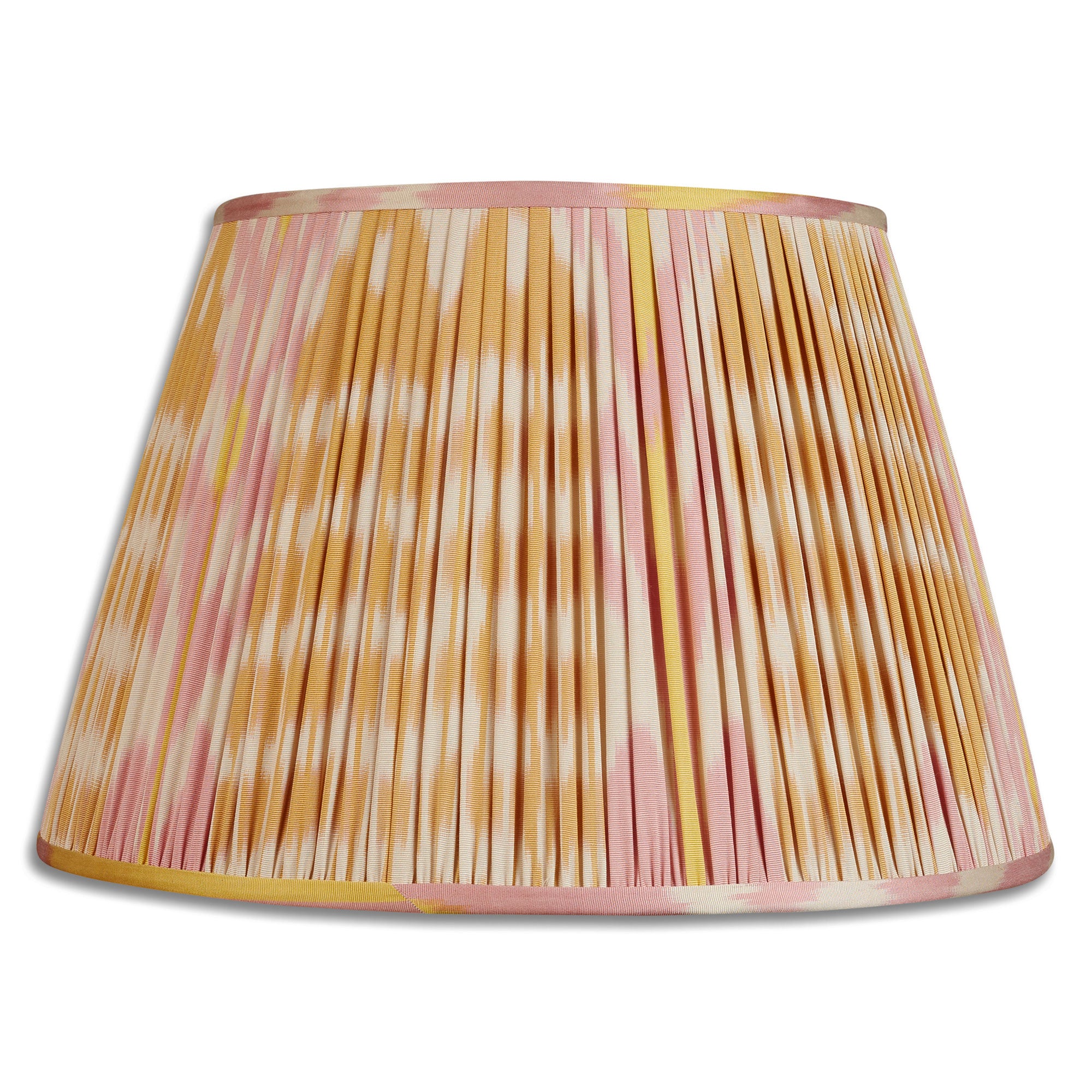 16 Inch - 41cm Finial fitting Soft pink and yellow cotton and silk Ikat finial fitting lampshade