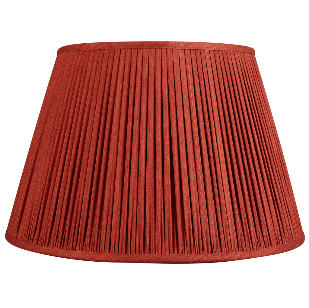 16 inch Gathered red/coral Mulberry silk lampshade