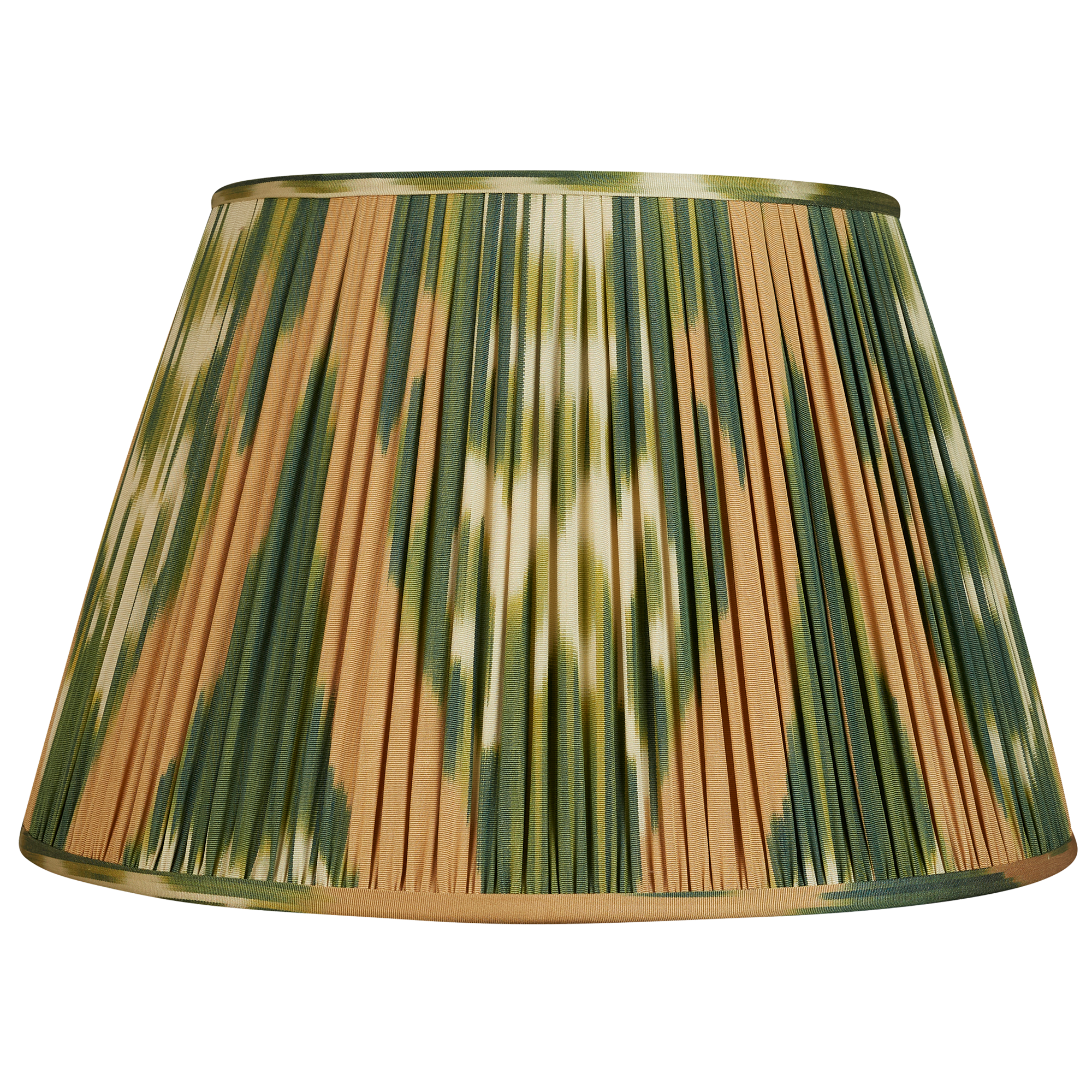 17 inch (43cm) Green and caramel silk and cotton ikat lampshade