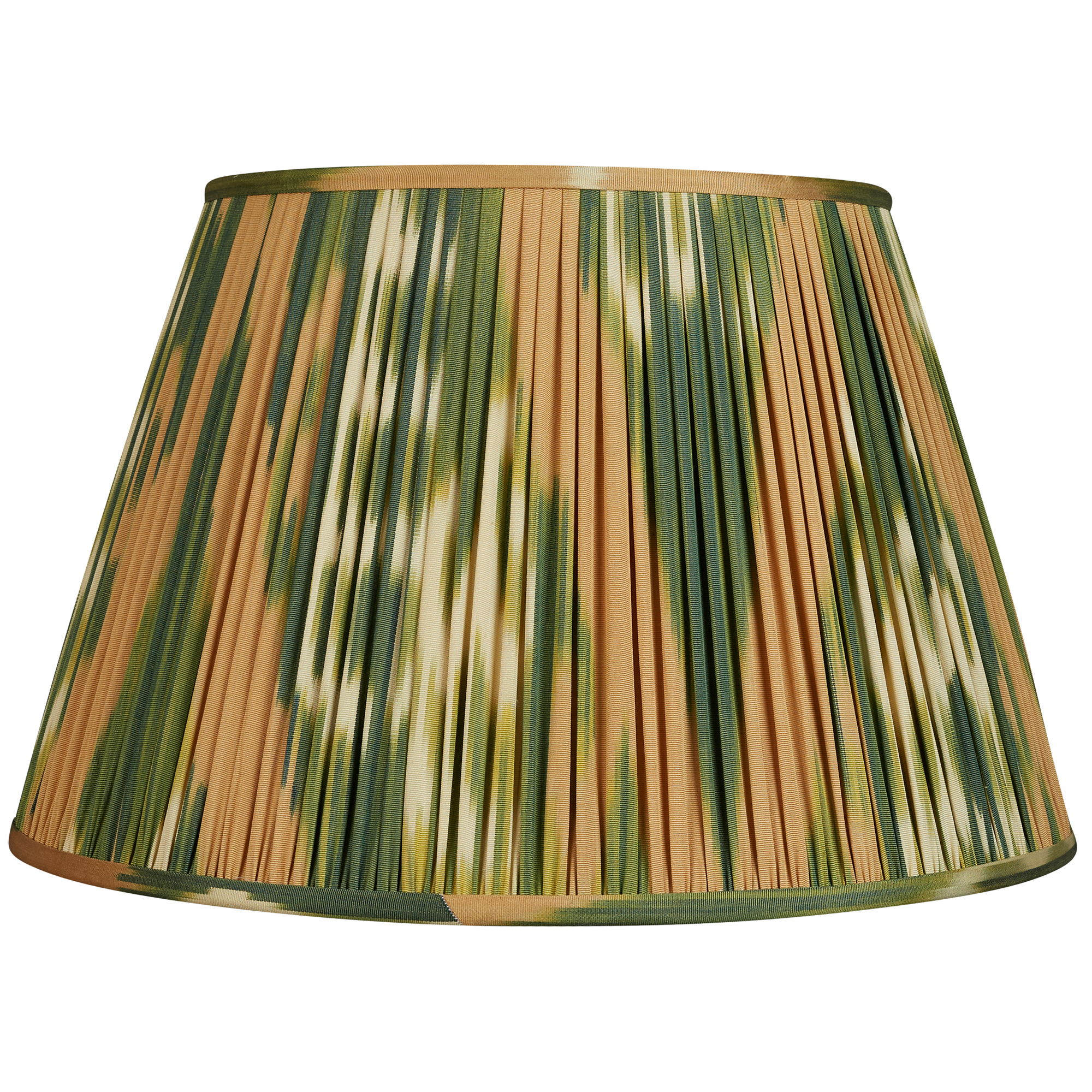 17 inch (43cm) Green and caramel silk and cotton ikat lampshade