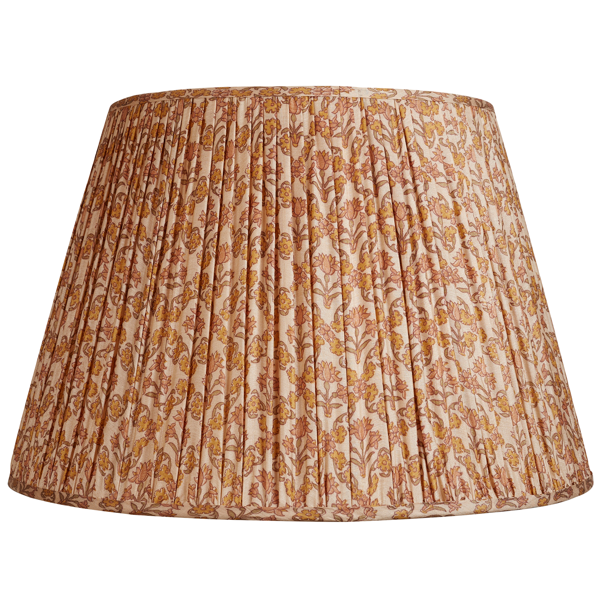 18 Inch (46cm) Caramel and brown leaf design silk sari lampshade