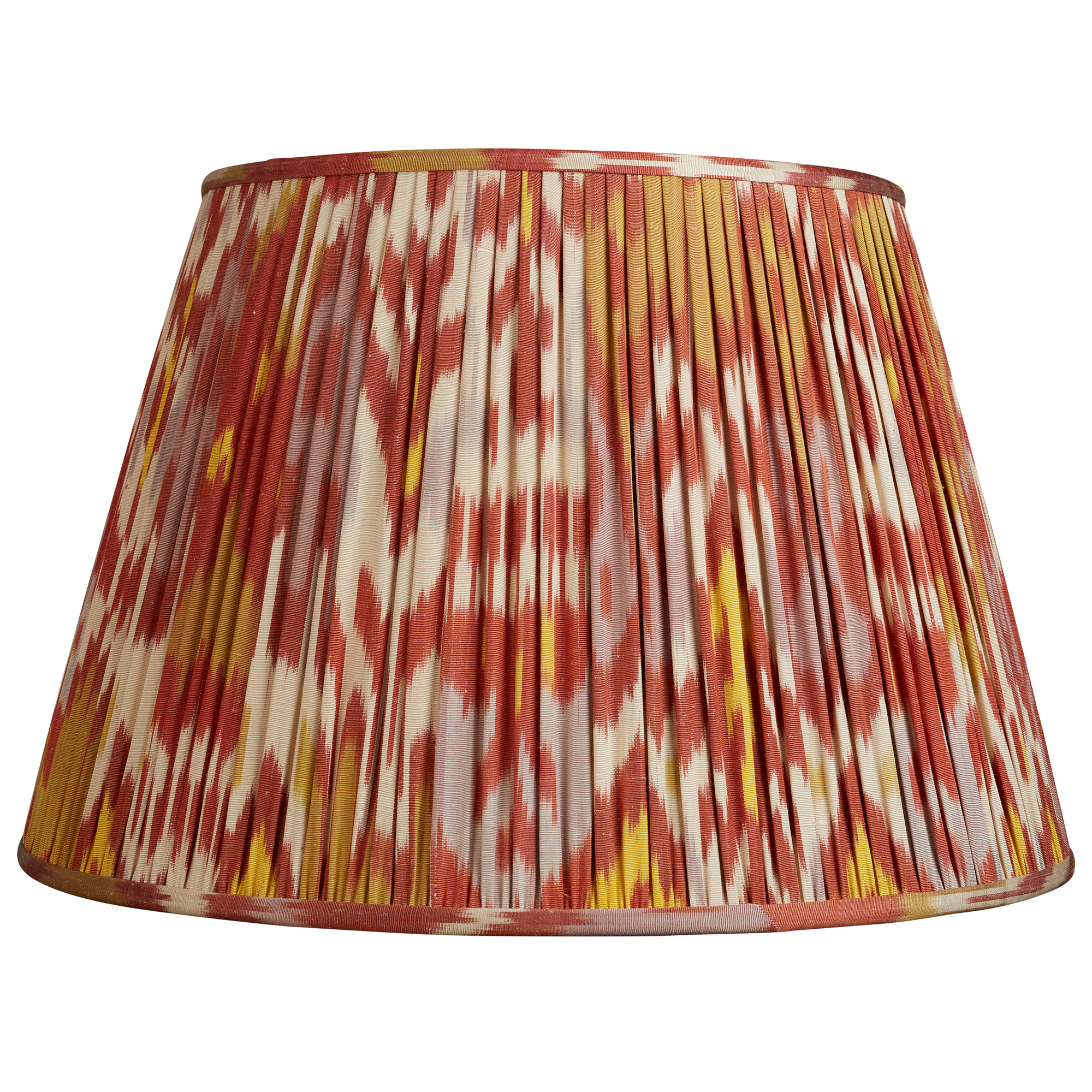 18 Inch - 46cm Red lavender and yellow cotton and silk Ikat lampshade