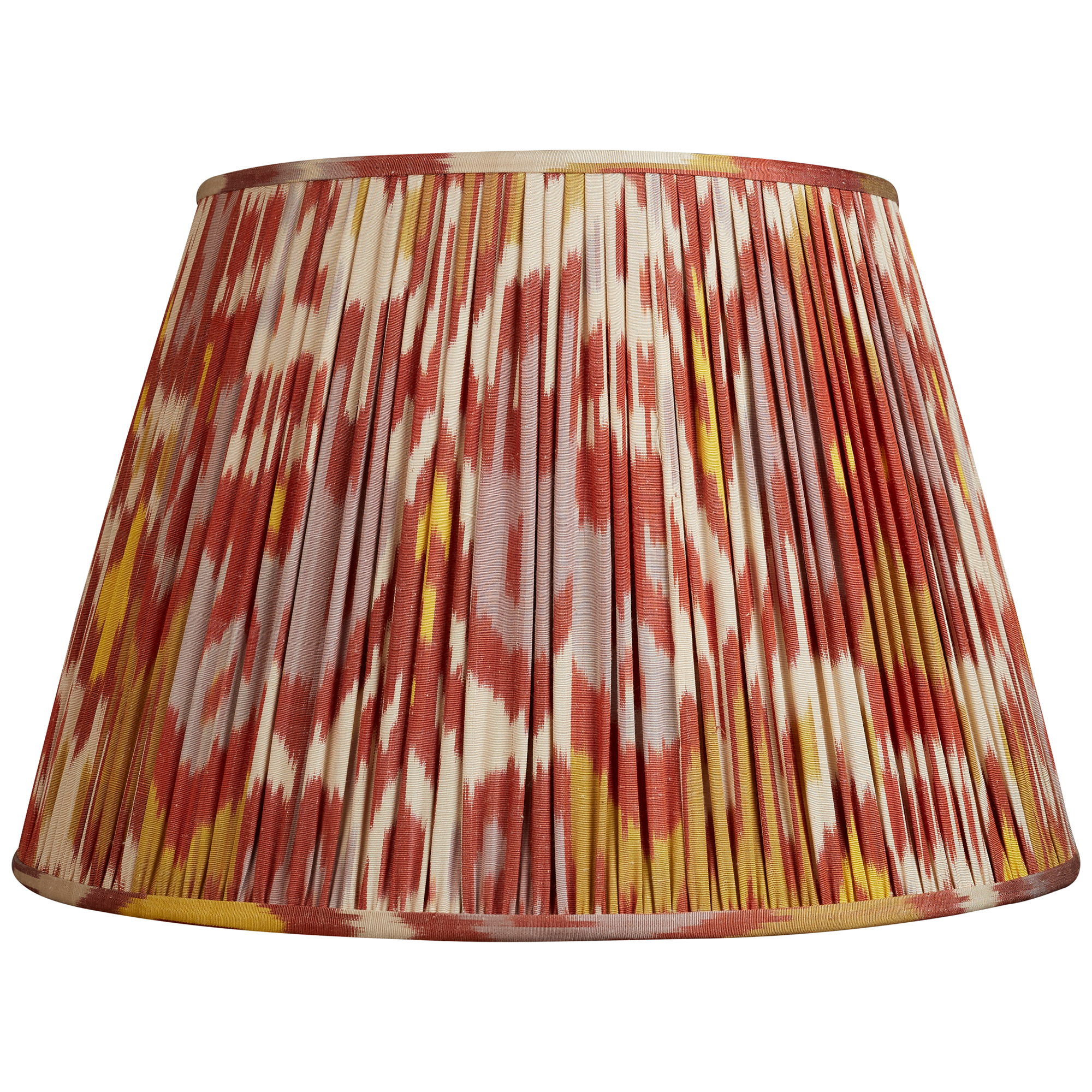 18 Inch - 46cm Red lavender and yellow cotton and silk Ikat lampshade