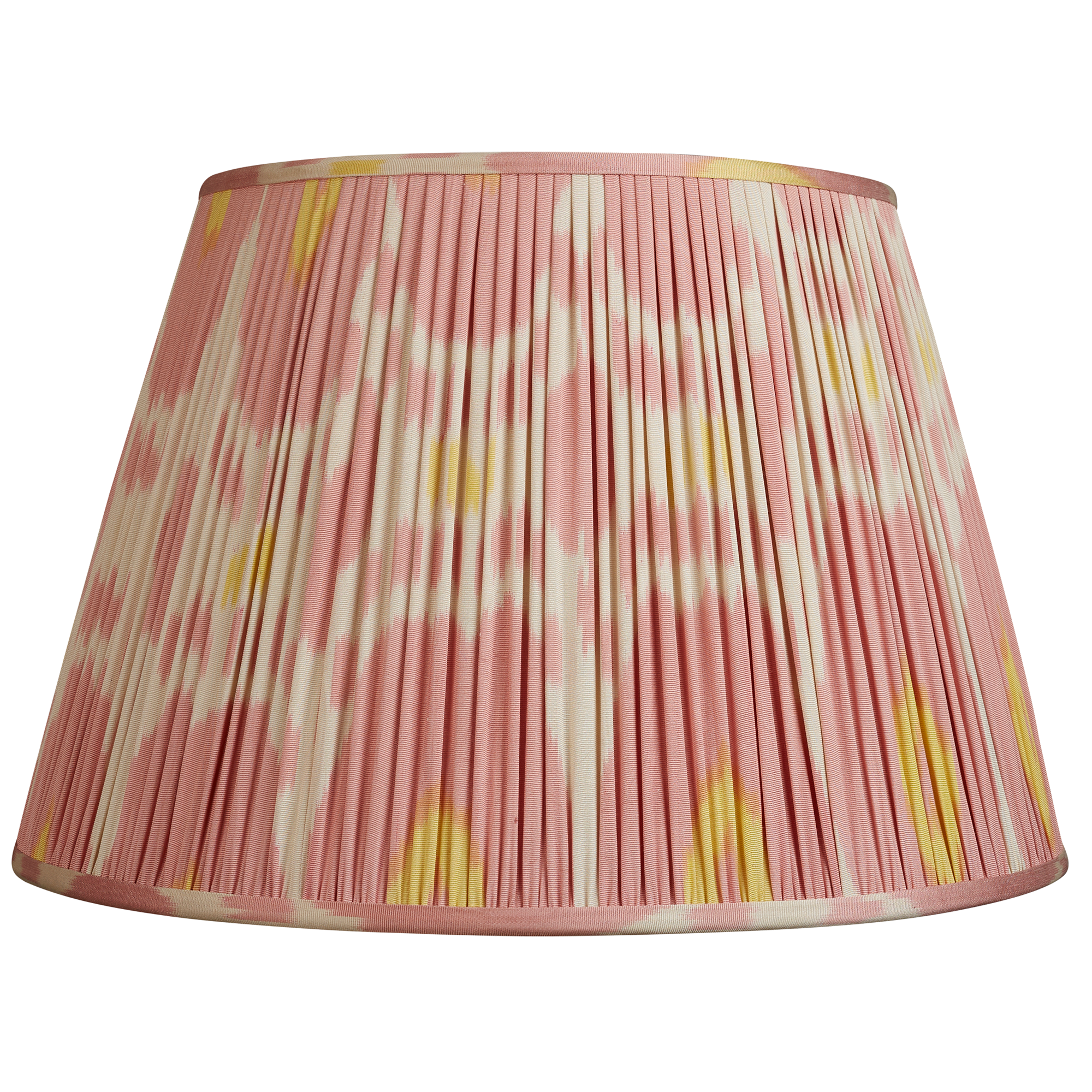 18 Inch - 46cm Soft pink and yellow cotton and silk Ikat lampshade