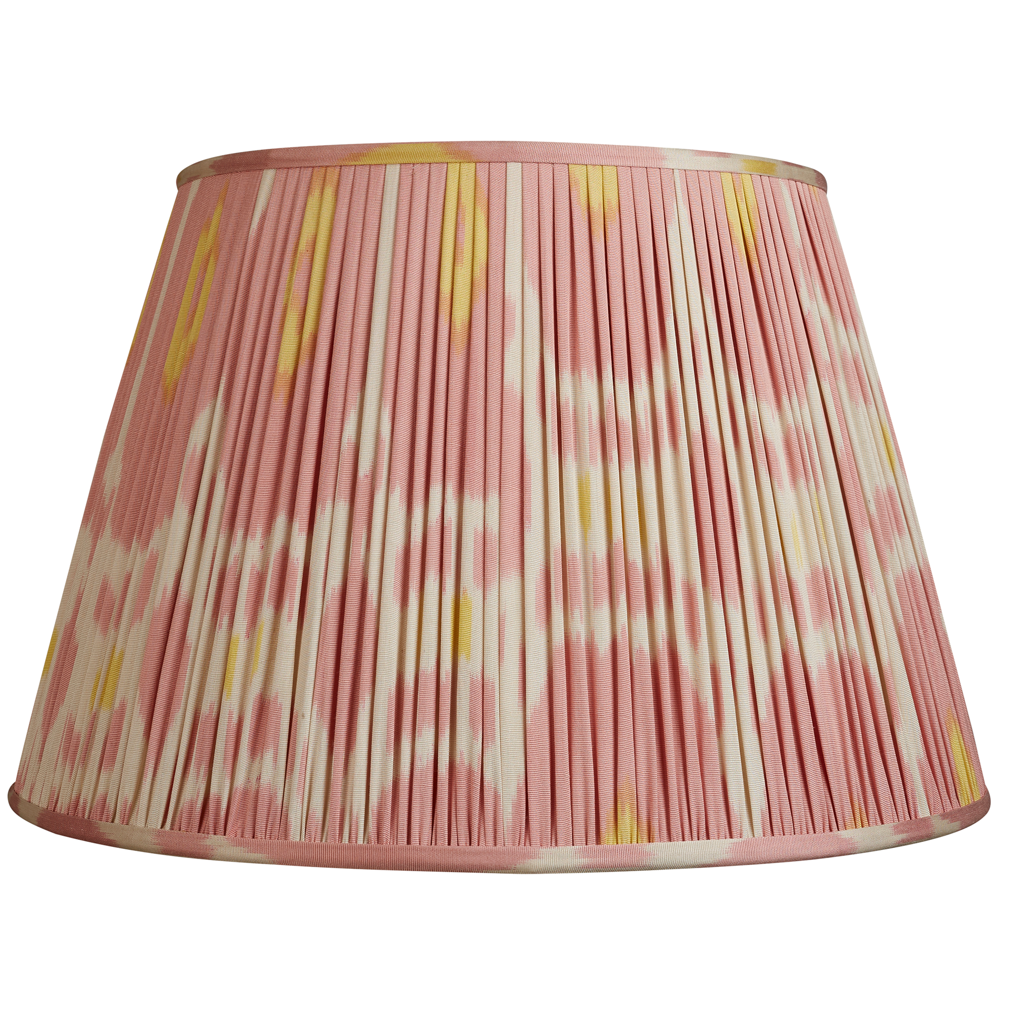 18 Inch - 46cm Soft pink and yellow cotton and silk Ikat lampshade