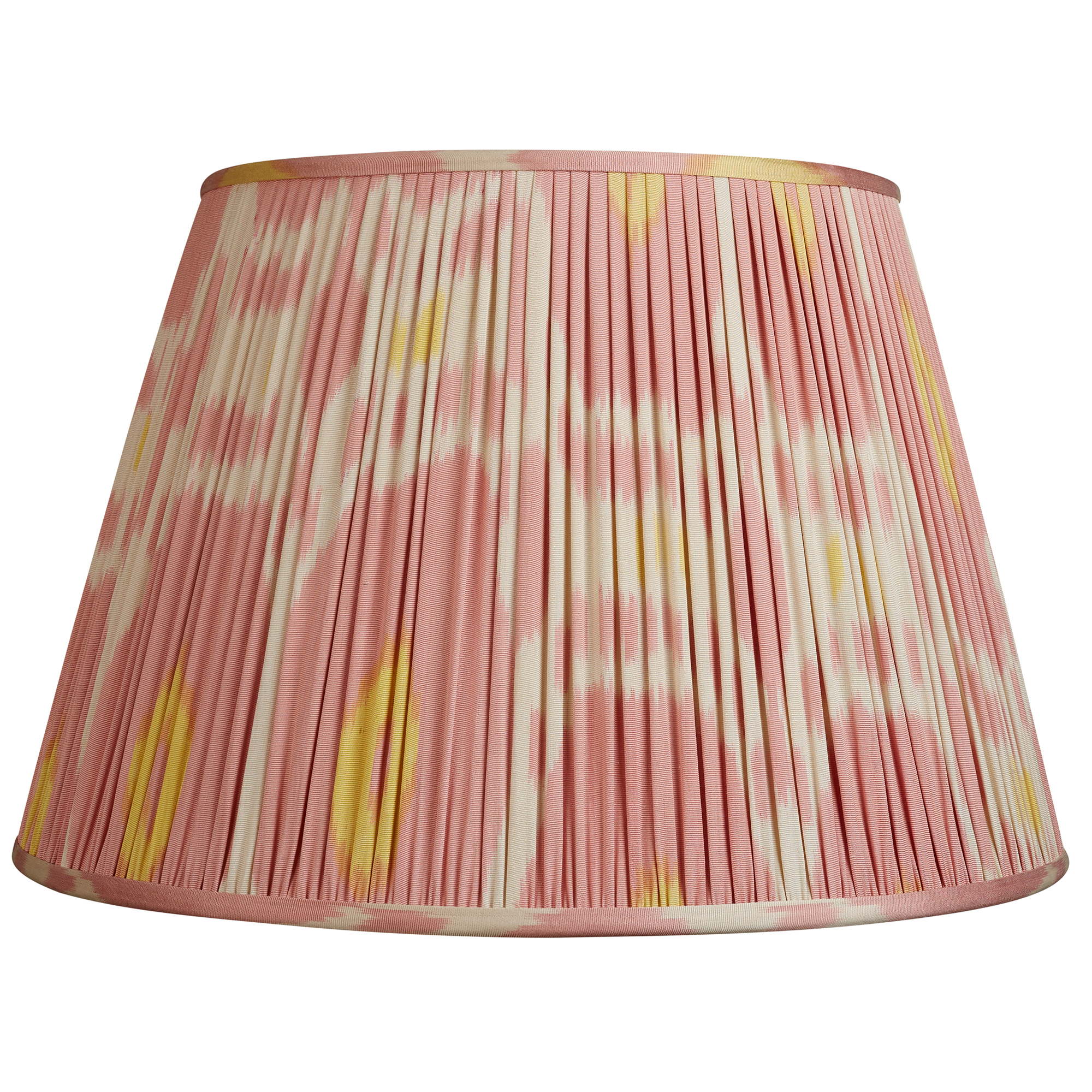 18 Inch - 46cm Soft pink and yellow cotton and silk Ikat lampshade