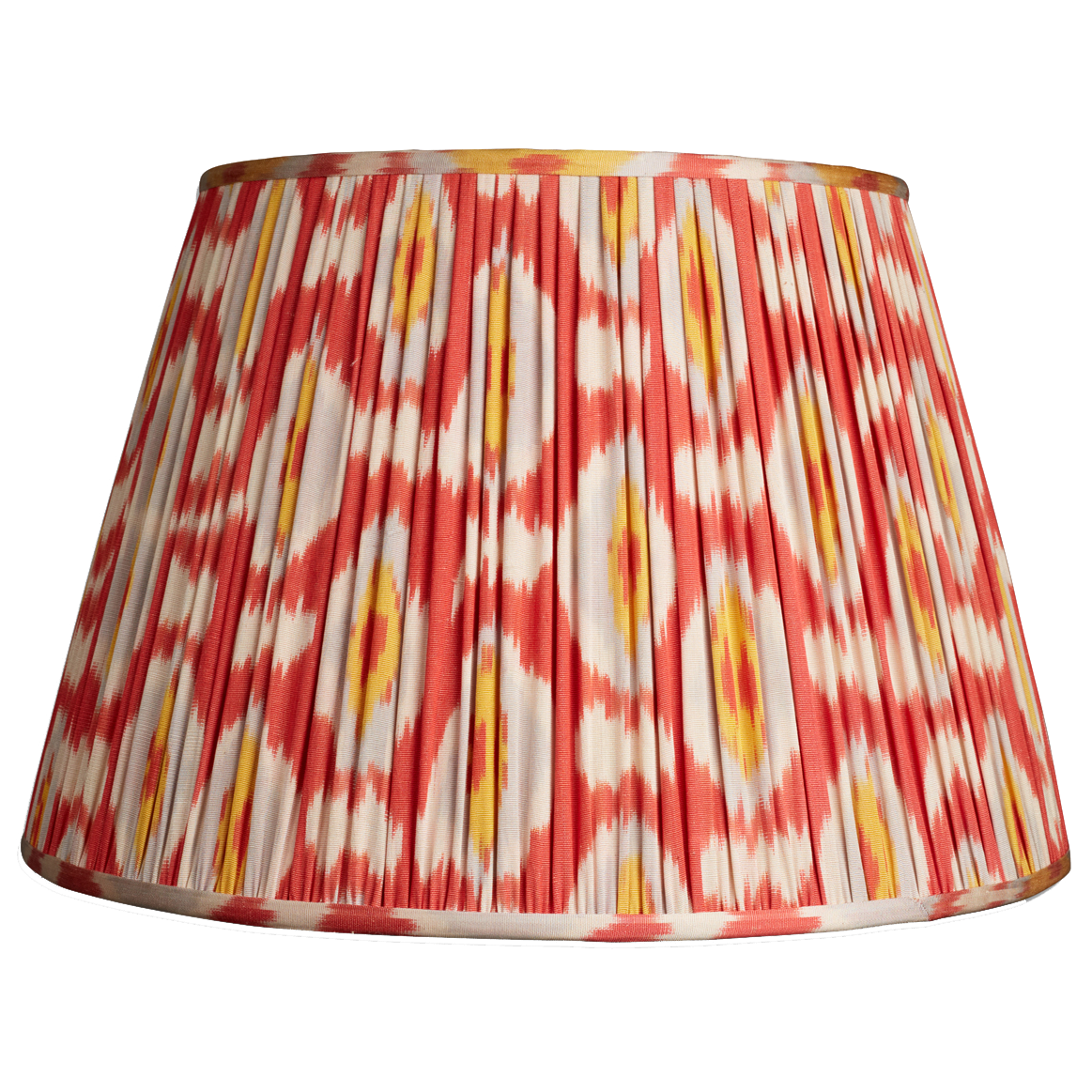 18 Inch - 46cm Red cream and yellow cotton and silk Ikat lampshade