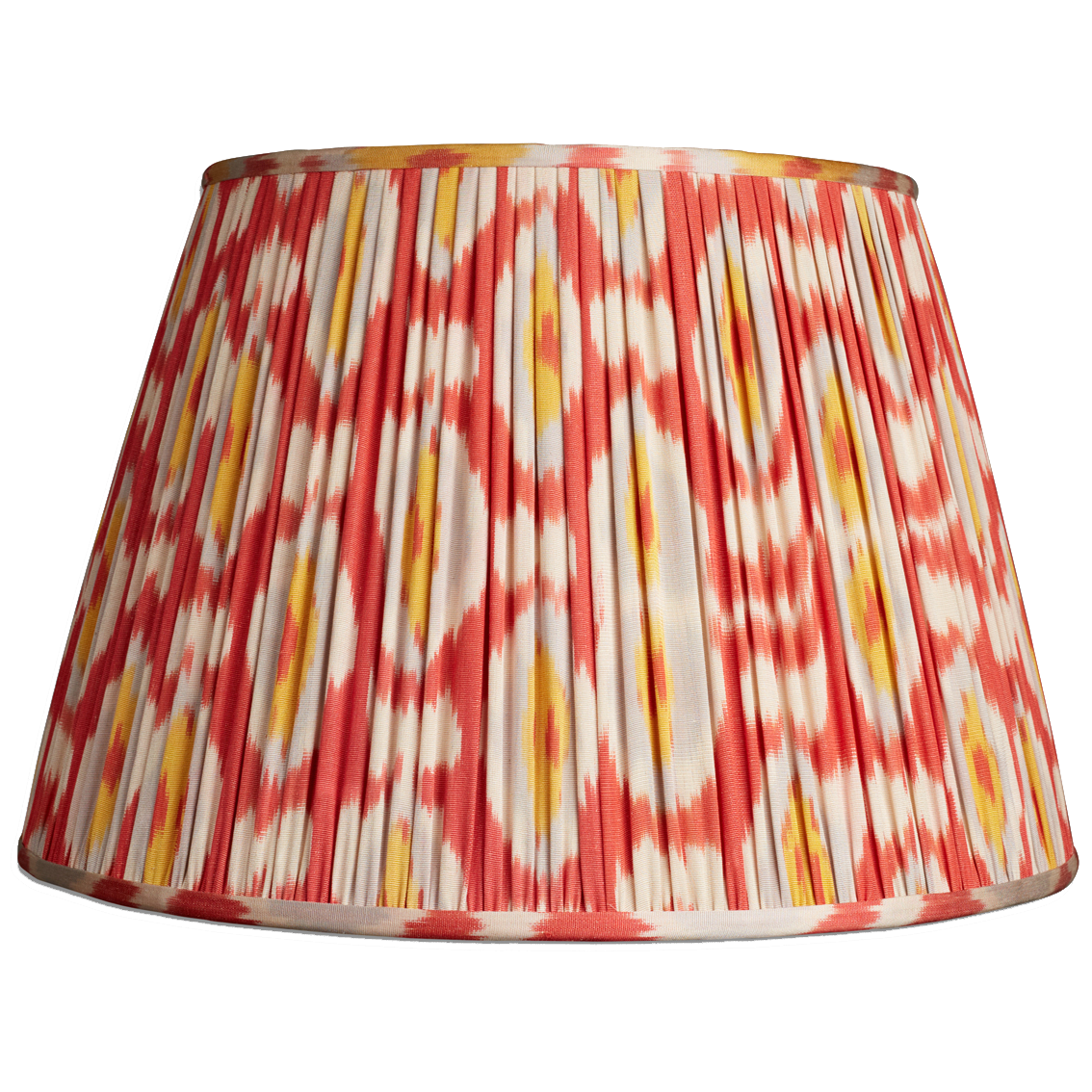 18 Inch - 46cm Red cream and yellow cotton and silk Ikat lampshade