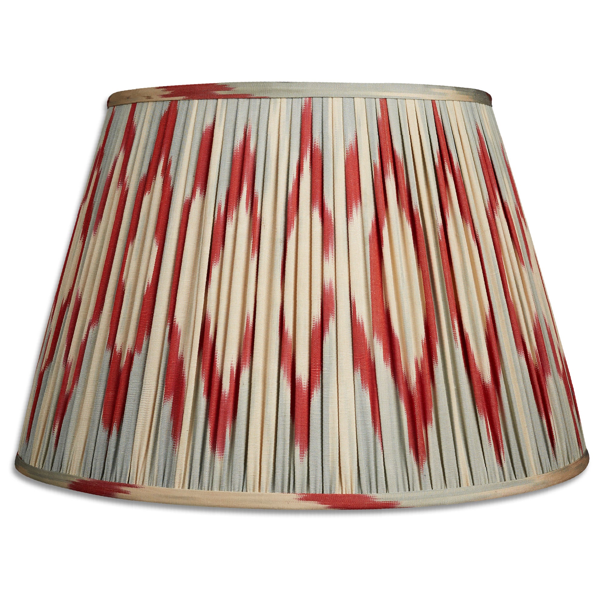 16 Inch / 41cm Aerial blue and red cotton and silk Ikat lampshade