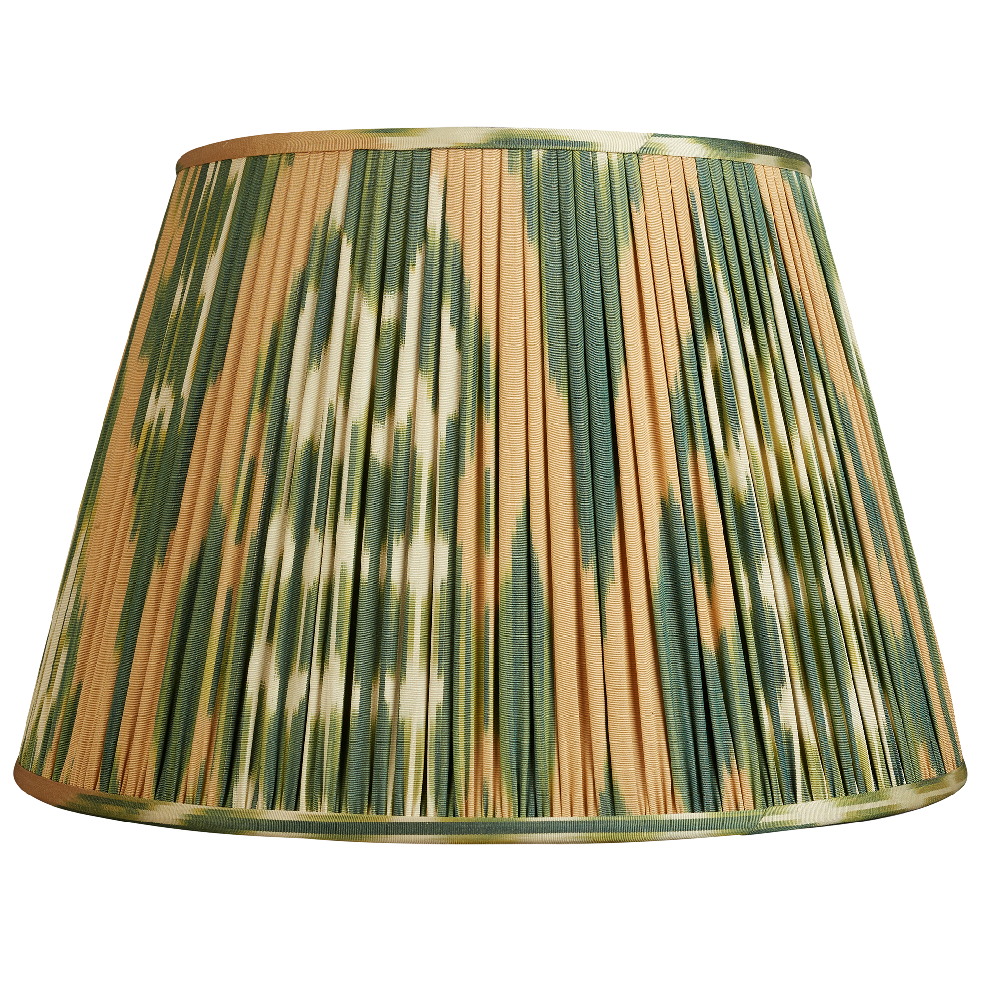 18 Inch (46cm) Green And Caramel Cotton and Silk Ikat Lampshade