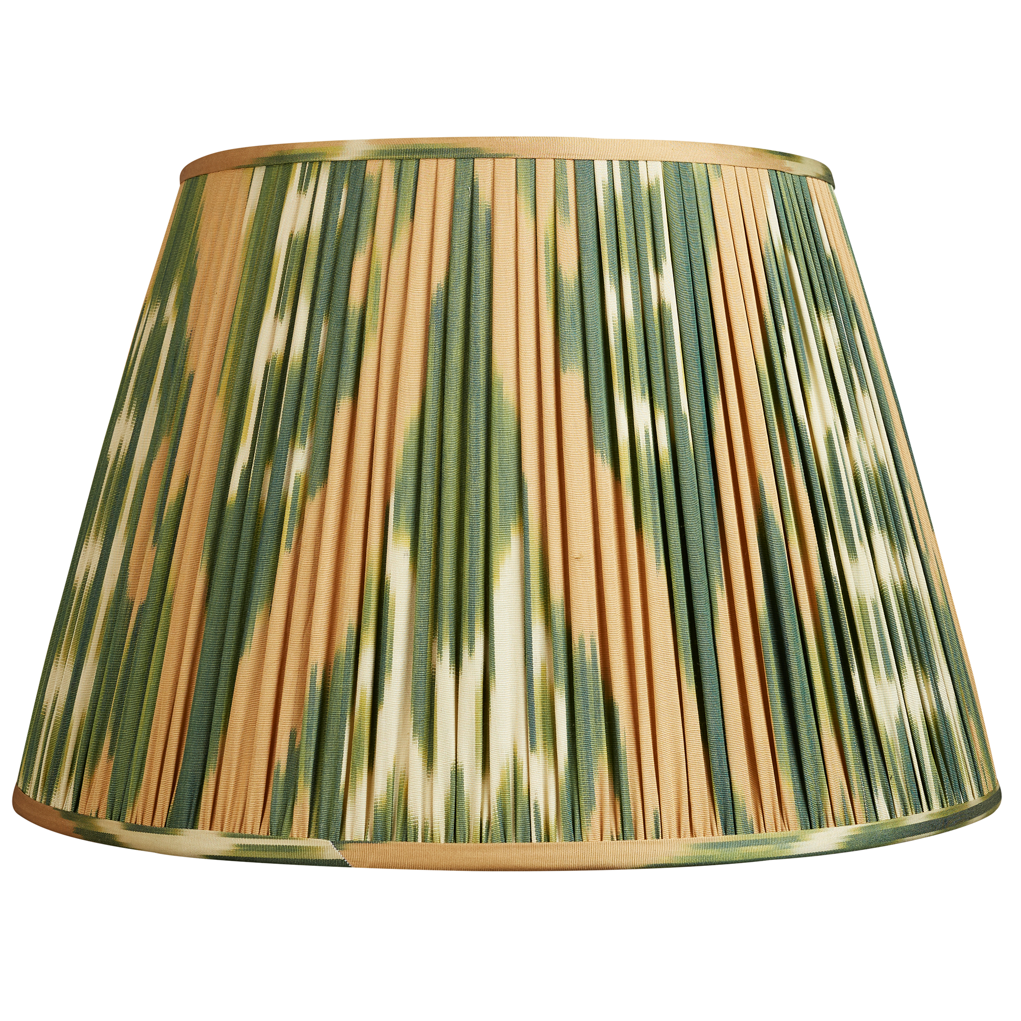 18 Inch (46cm) Green And Caramel Cotton and Silk Ikat Lampshade