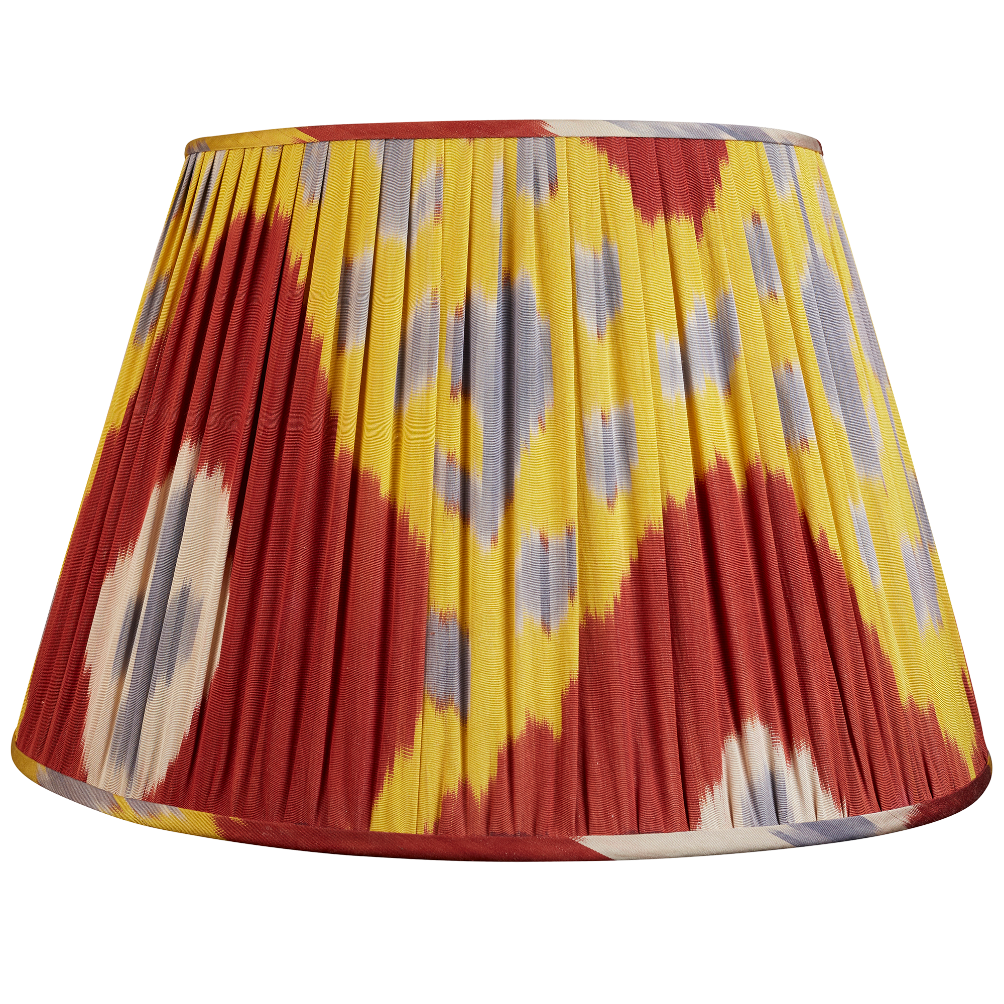 20 Inch - 51cm Red And Yellow Cotton And Silk Ikat Lampshade