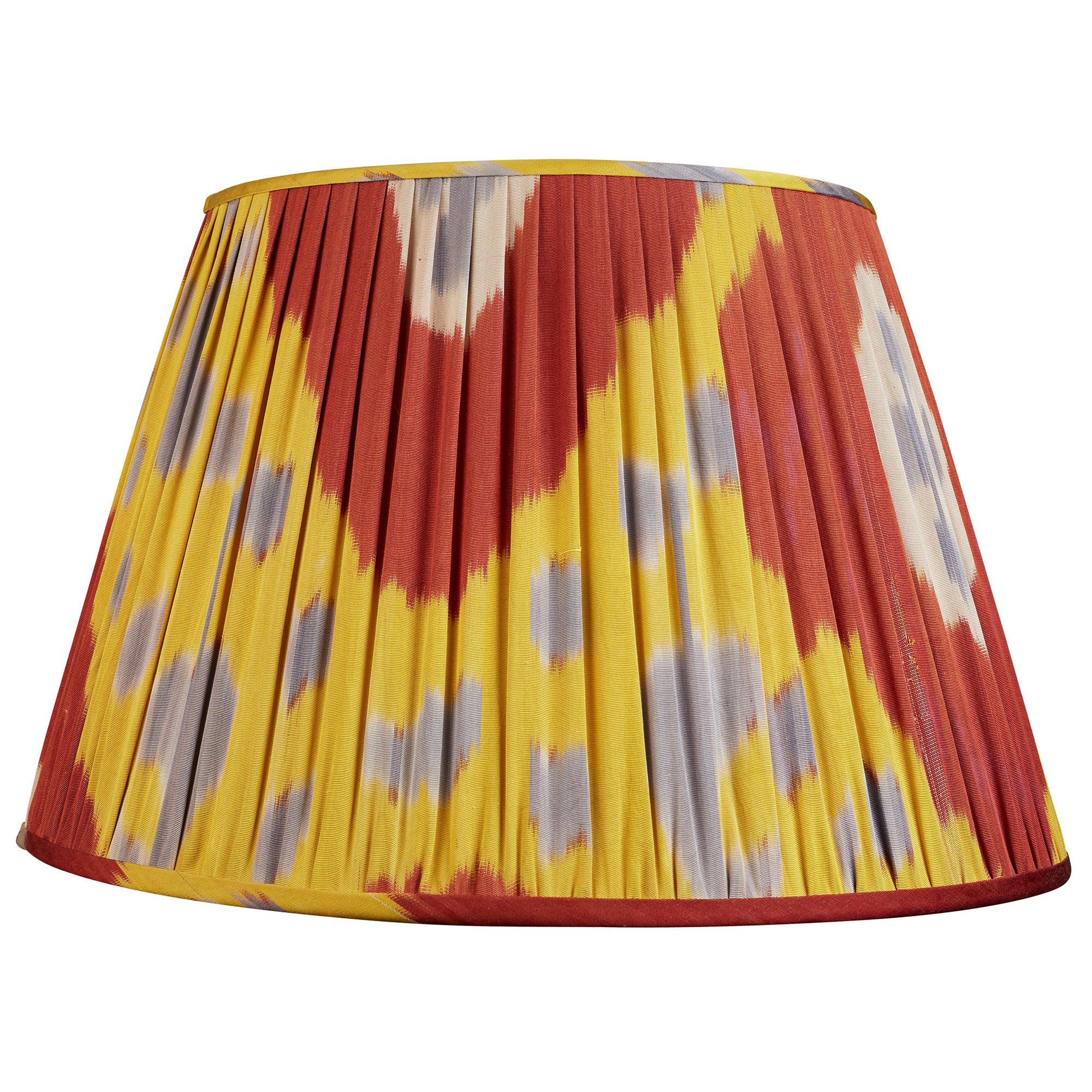 20 Inch - 51cm Red And Yellow Cotton And Silk Ikat Lampshade