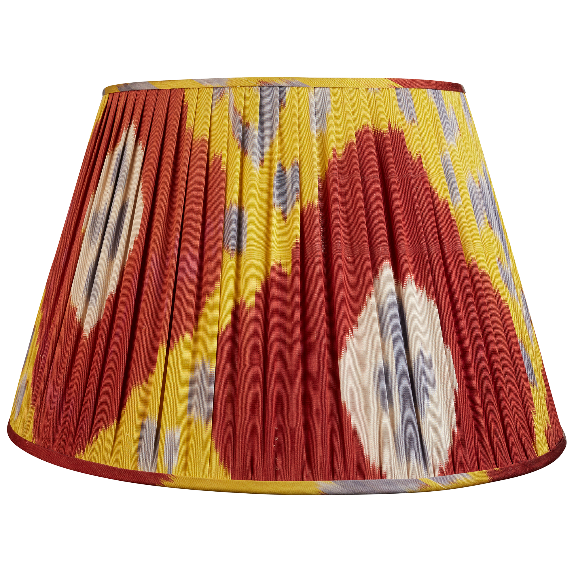 20 Inch - 51cm Red And Yellow Cotton And Silk Ikat Lampshade