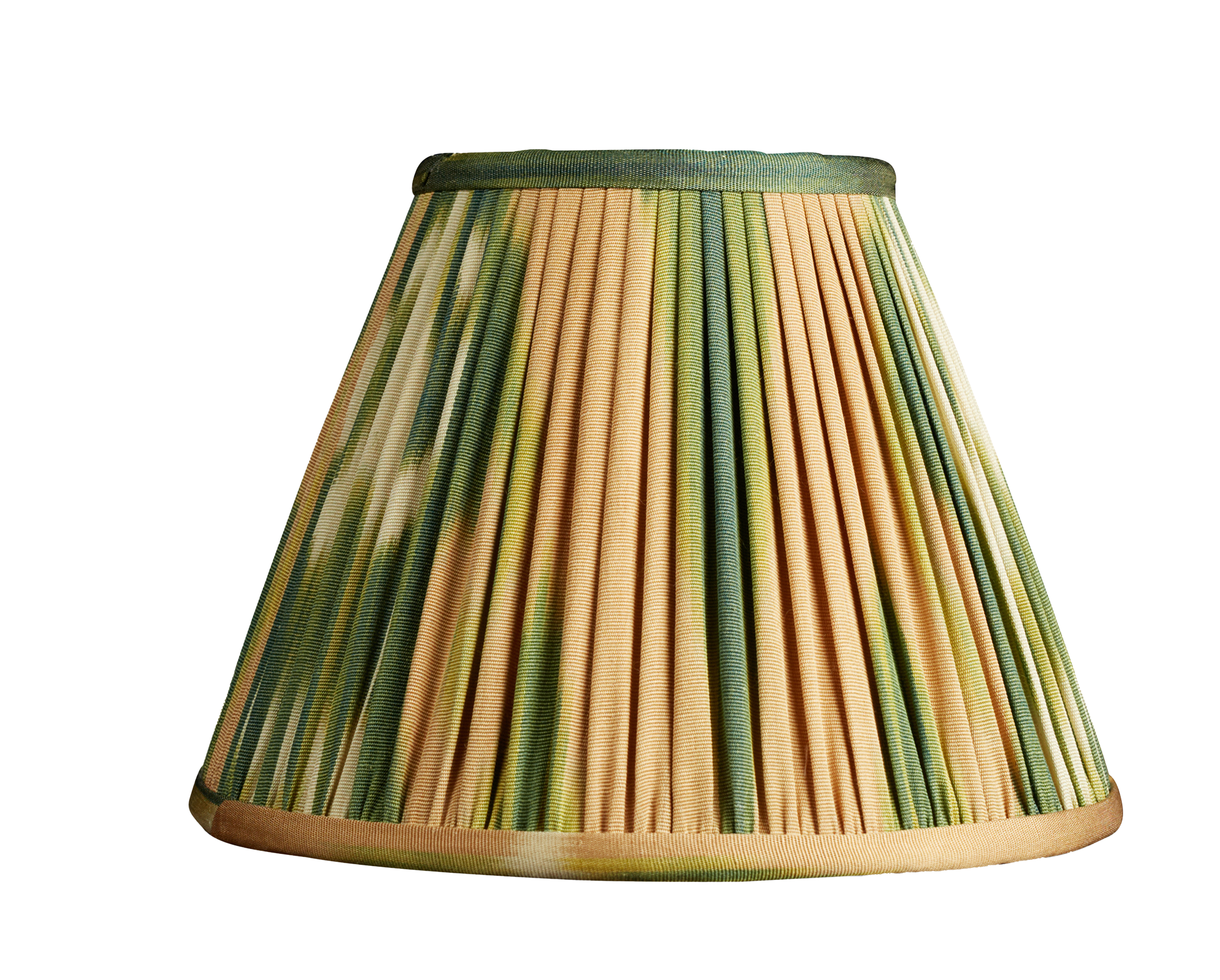 8 inch - 20 cm Green and caramel cotton and silk french drum ikat lampshade