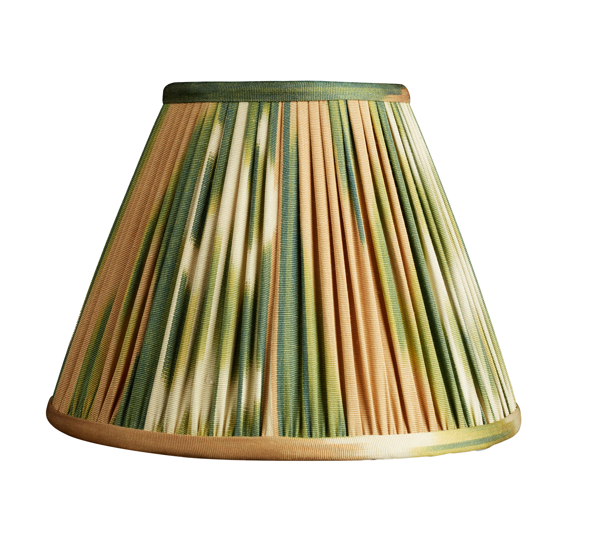 8 inch - 20 cm Green and caramel cotton and silk french drum ikat lampshade